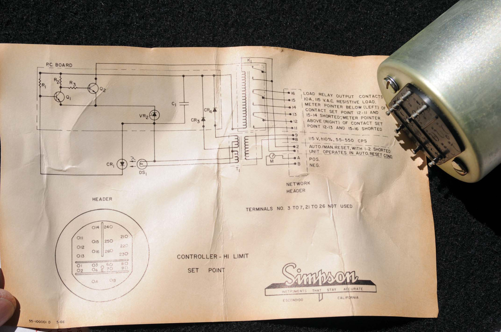 New Simpson Single Set Point Controller Model 3326TXA 10uAdc f.s. Ref4C