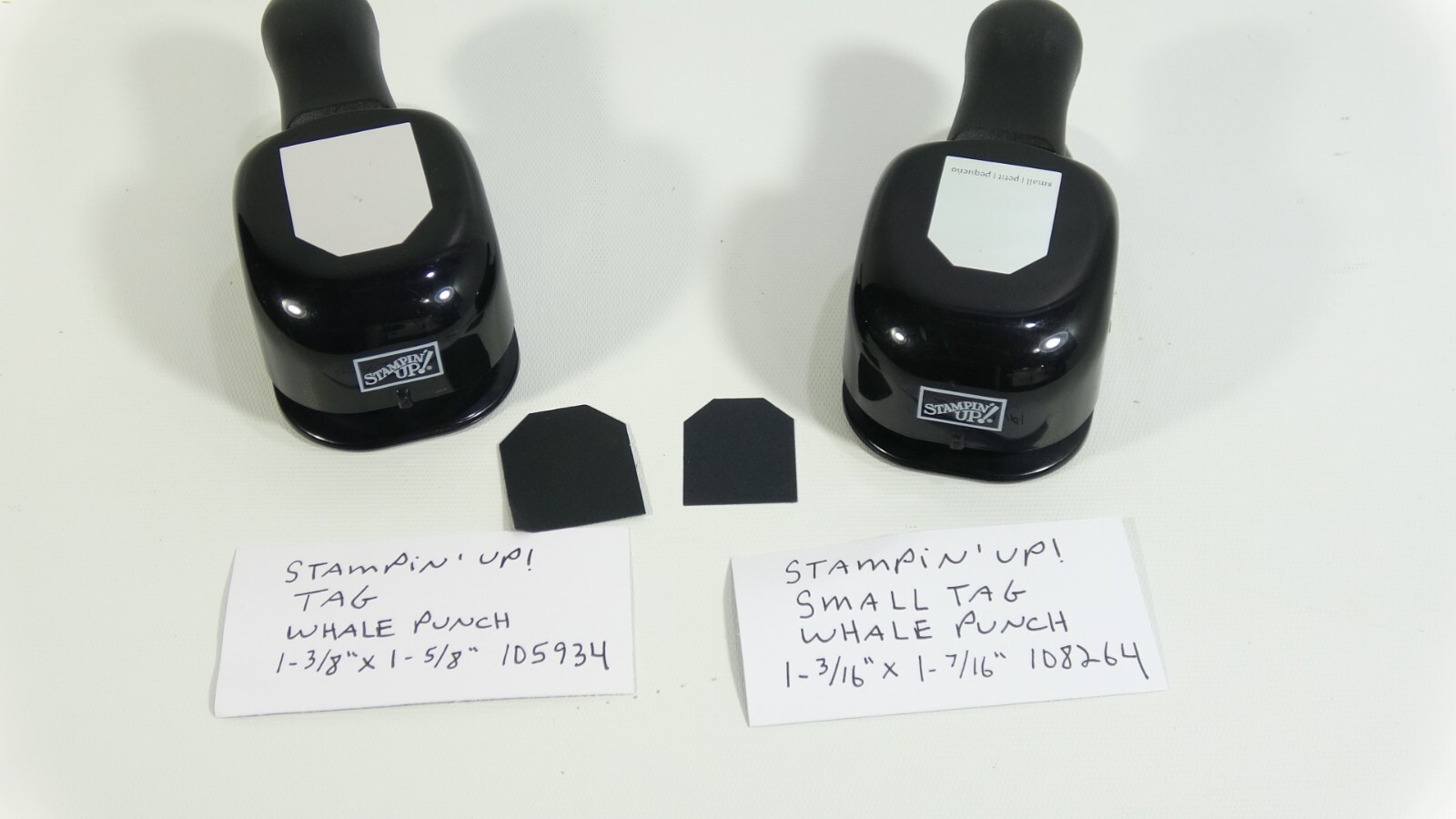2 Stampin' Up! Small and Large Tag Whale Tale Punches