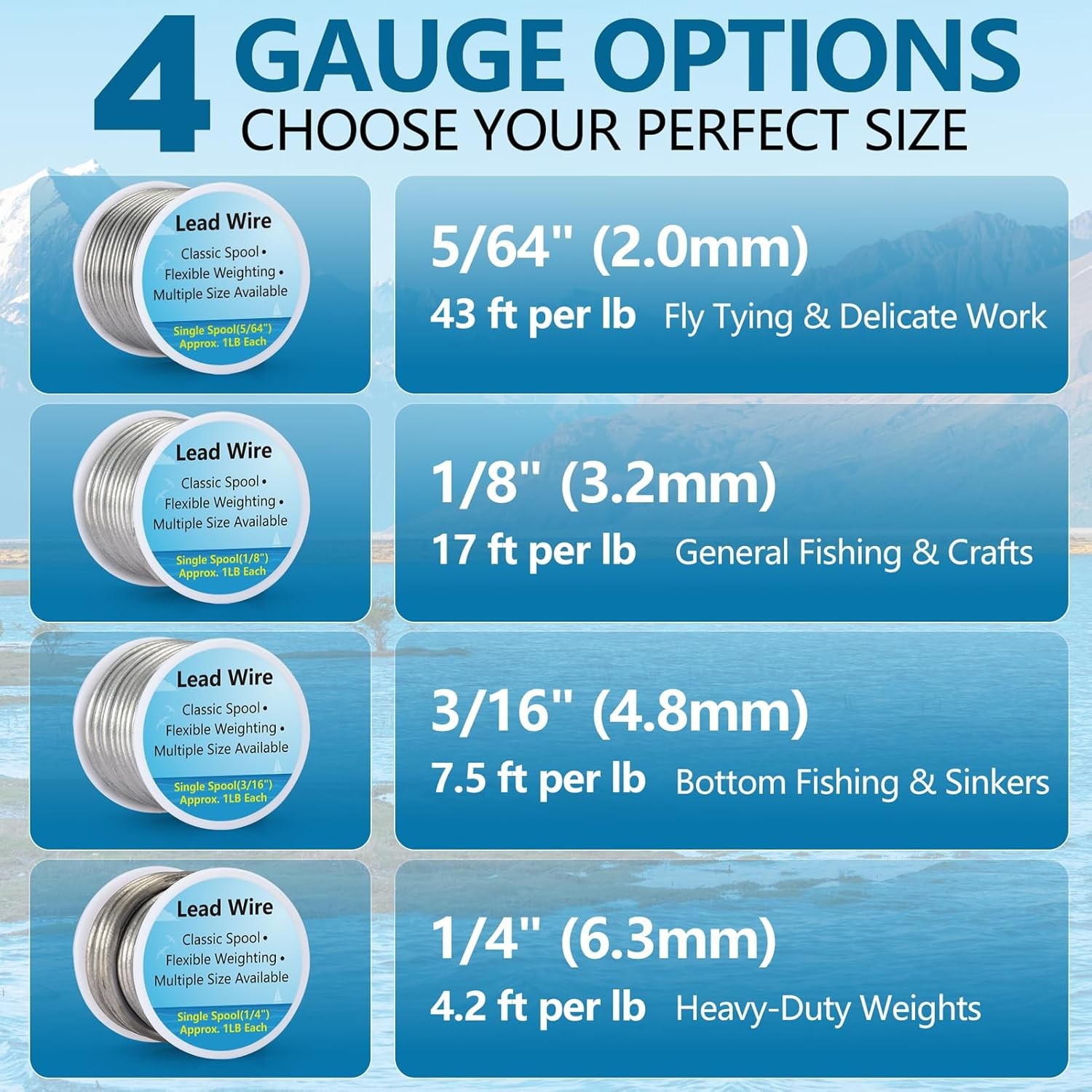 Lead Wire Solid Core Roll 1 Lb Spool — Soft High Density Lead Line for Fishing S