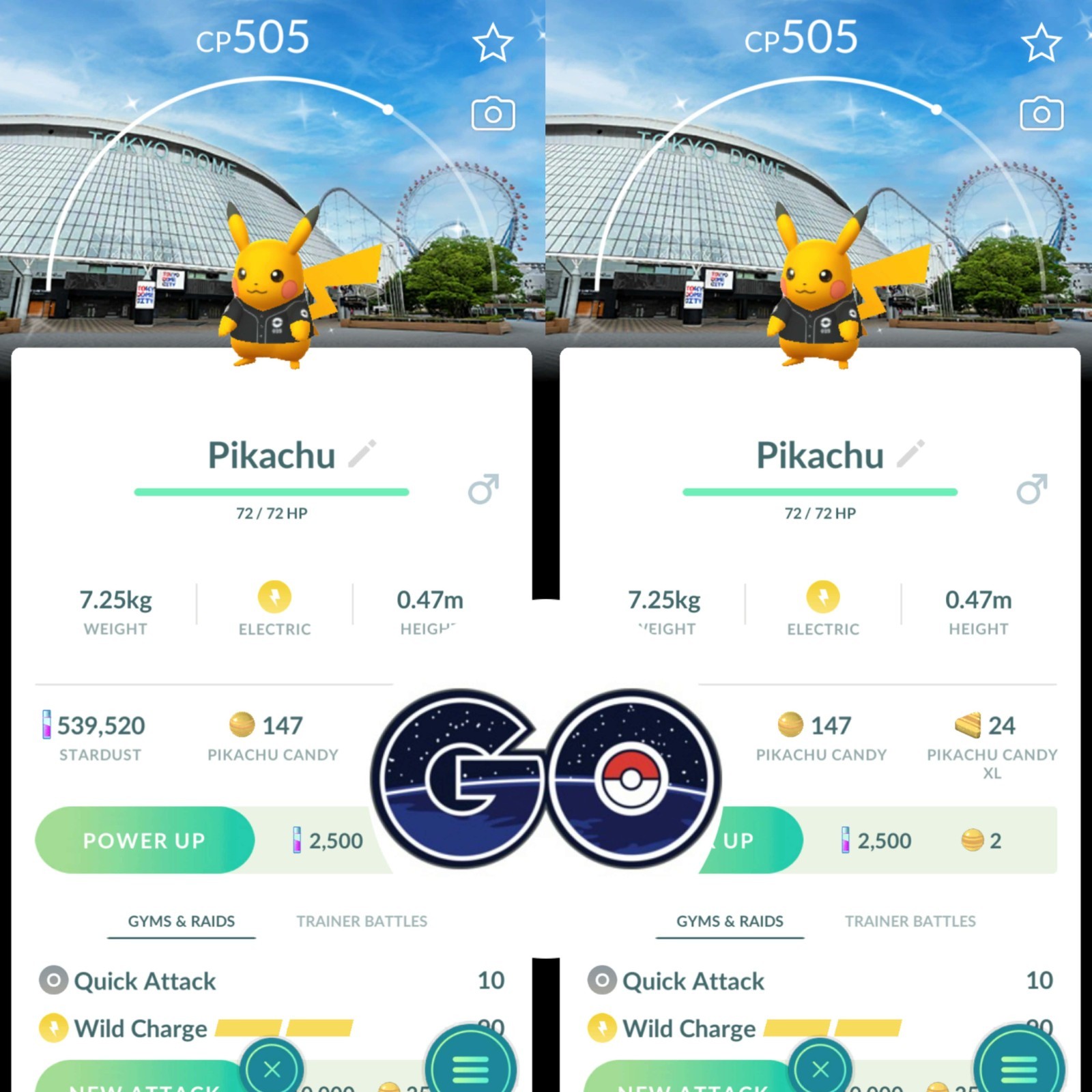 Pokémon Go - Shiny Pikachu Wearing Baseball Shirt Yomiuri Giants Background