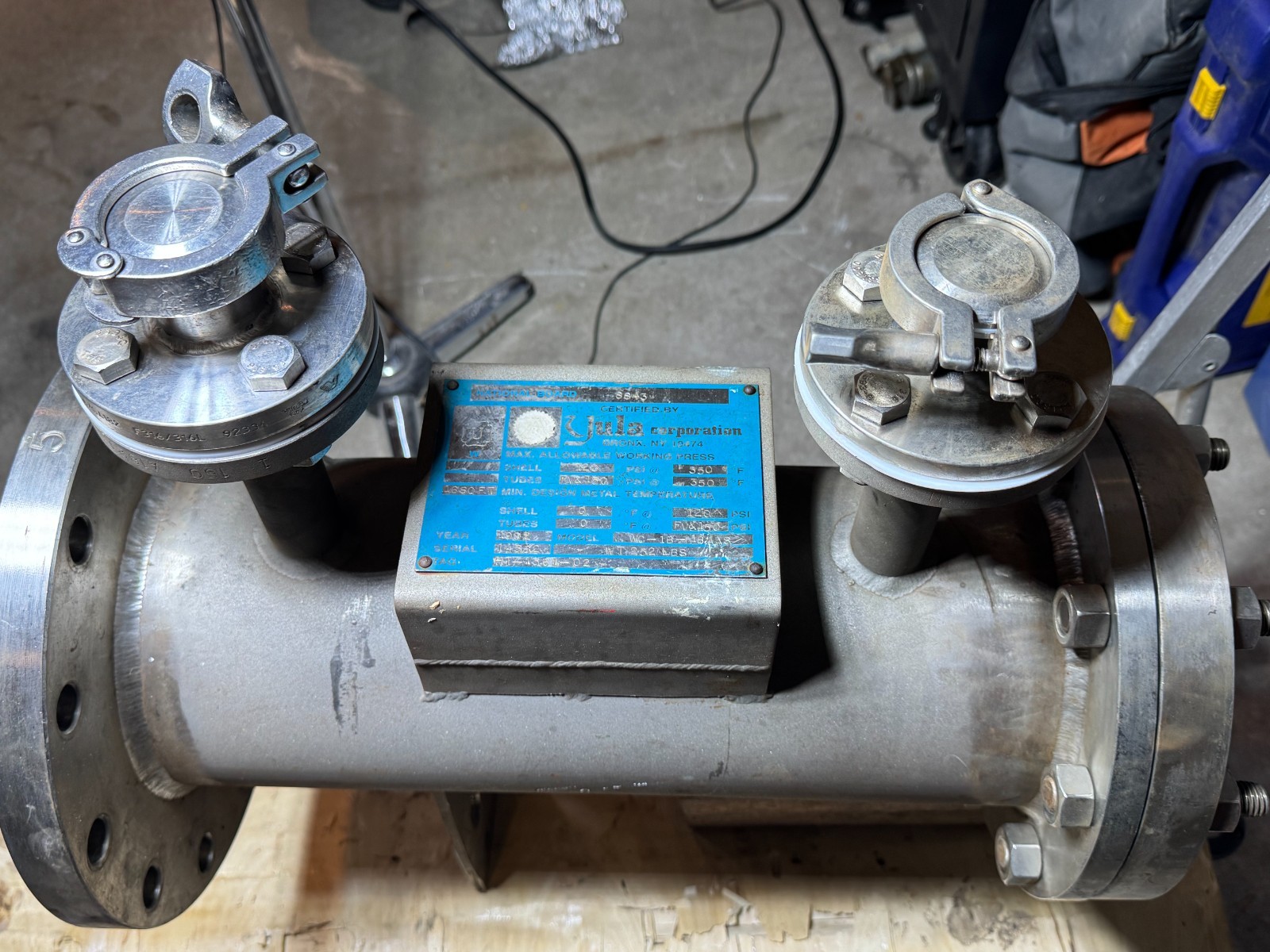 YULA 316L Sanitary Shell Tube Heat Exchanger 16 Sq Ft Seller Refurbished ASME