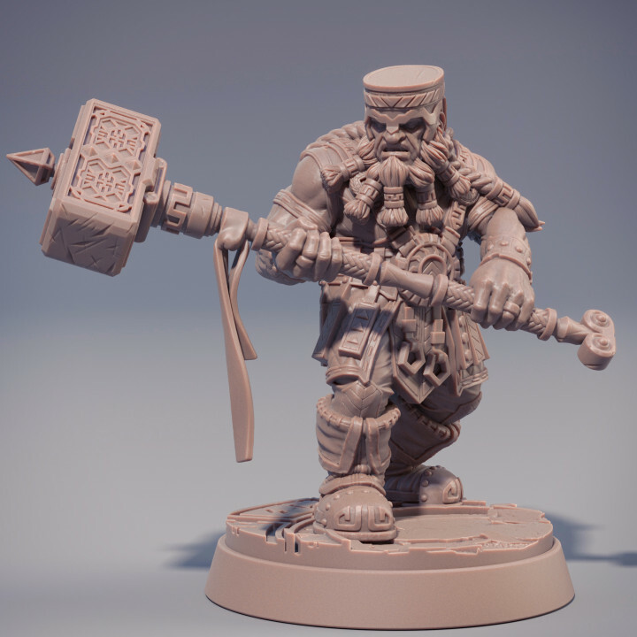 Kigan Krust, Tabletop RPG Wargames Fantasy DnD Dwarf with Hammer Miniature