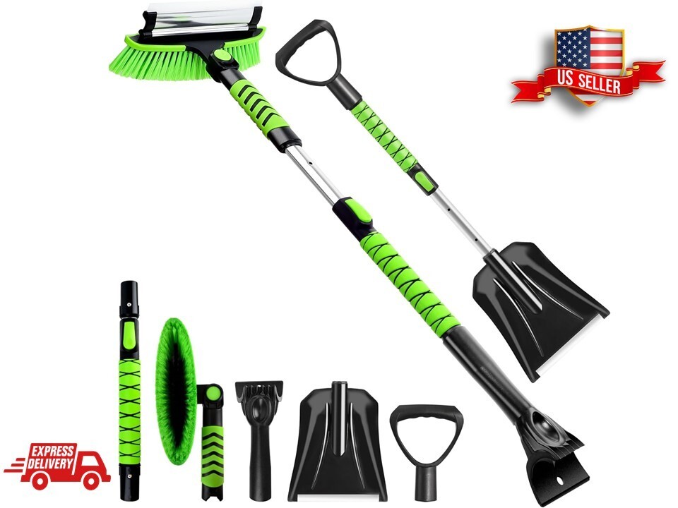 Snow Brush Removal Kit with Ice Scrapers Windshield Squeegee Retractable Shovel