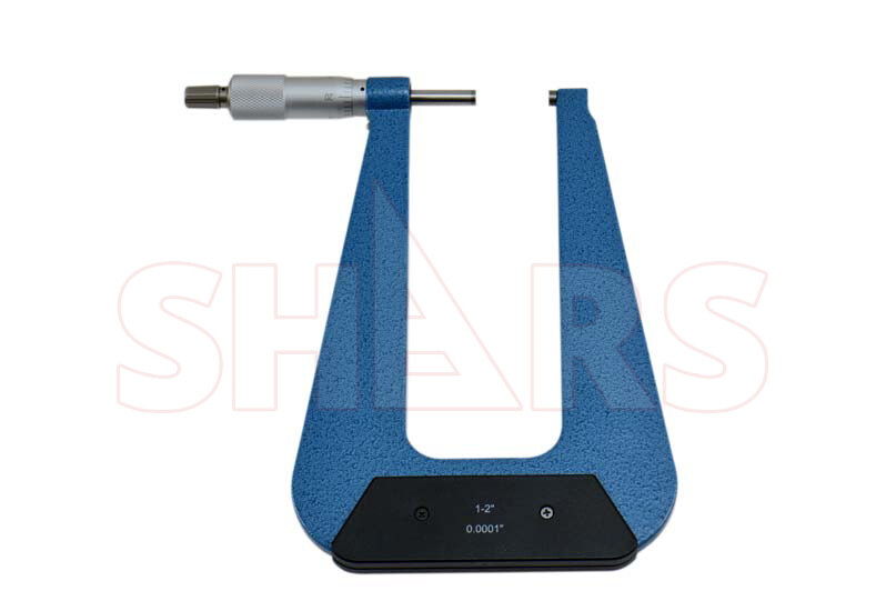 SHARS 1 - 2" PRECISION DEEP THROAT MICROMETER CARBIDE .0001" 6" DEEP NEW M}
