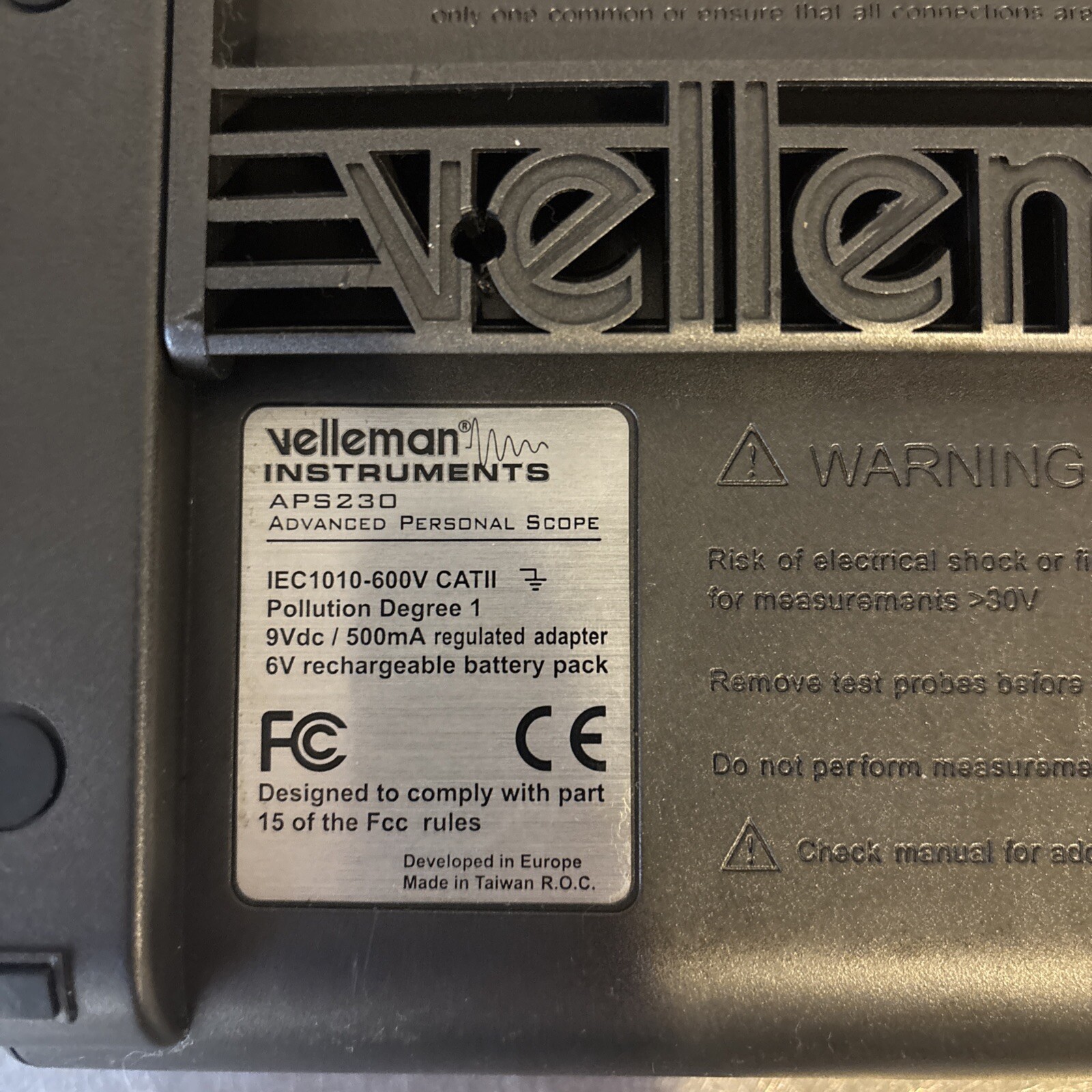 Vellman APS230 Advanced Personal Scope Dual-Channel 30MHz TESTED