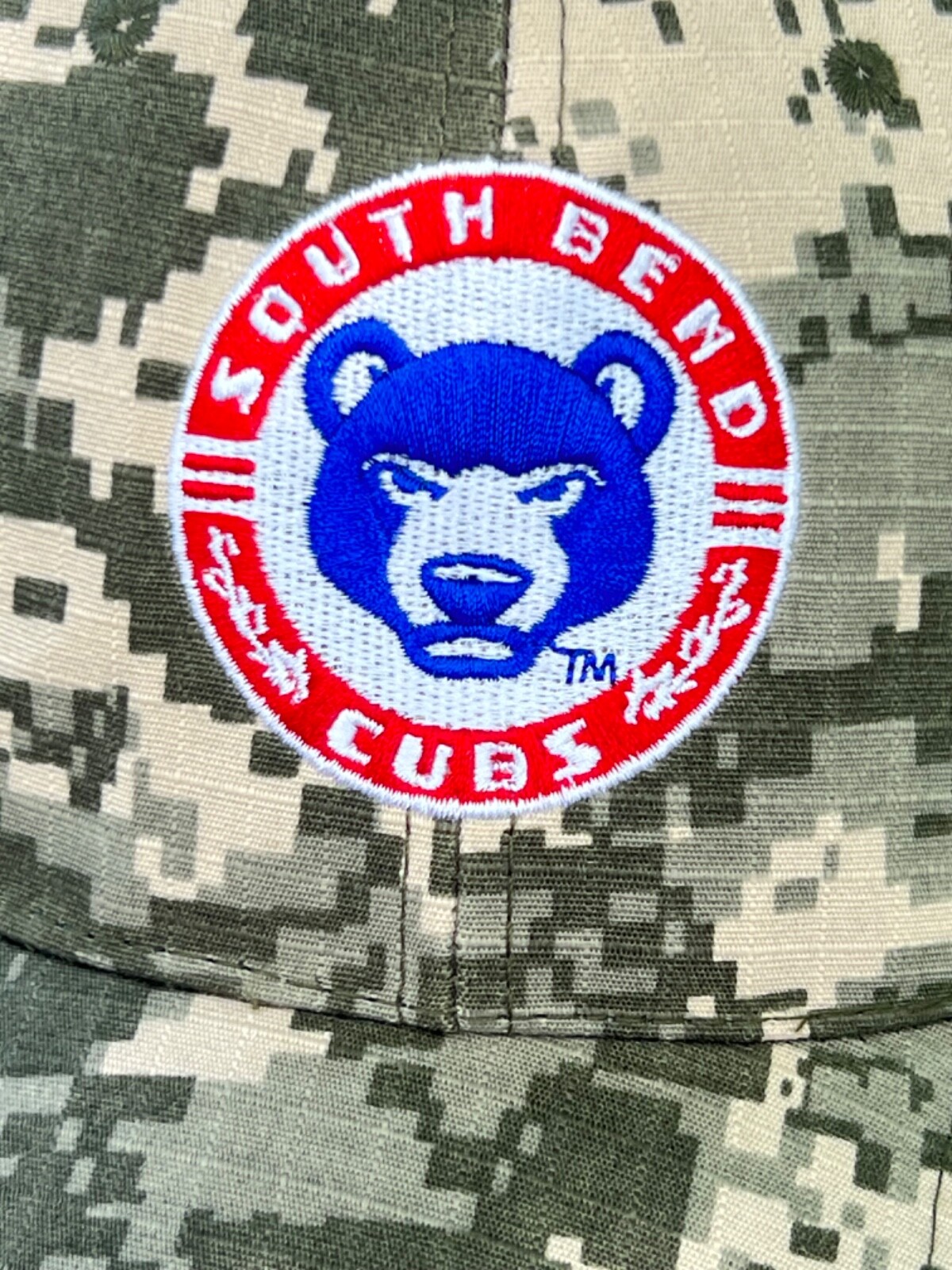 South Bend Cubs Minor LB Logo on Digital Camouflage Hat Cap Hook Loop EUC