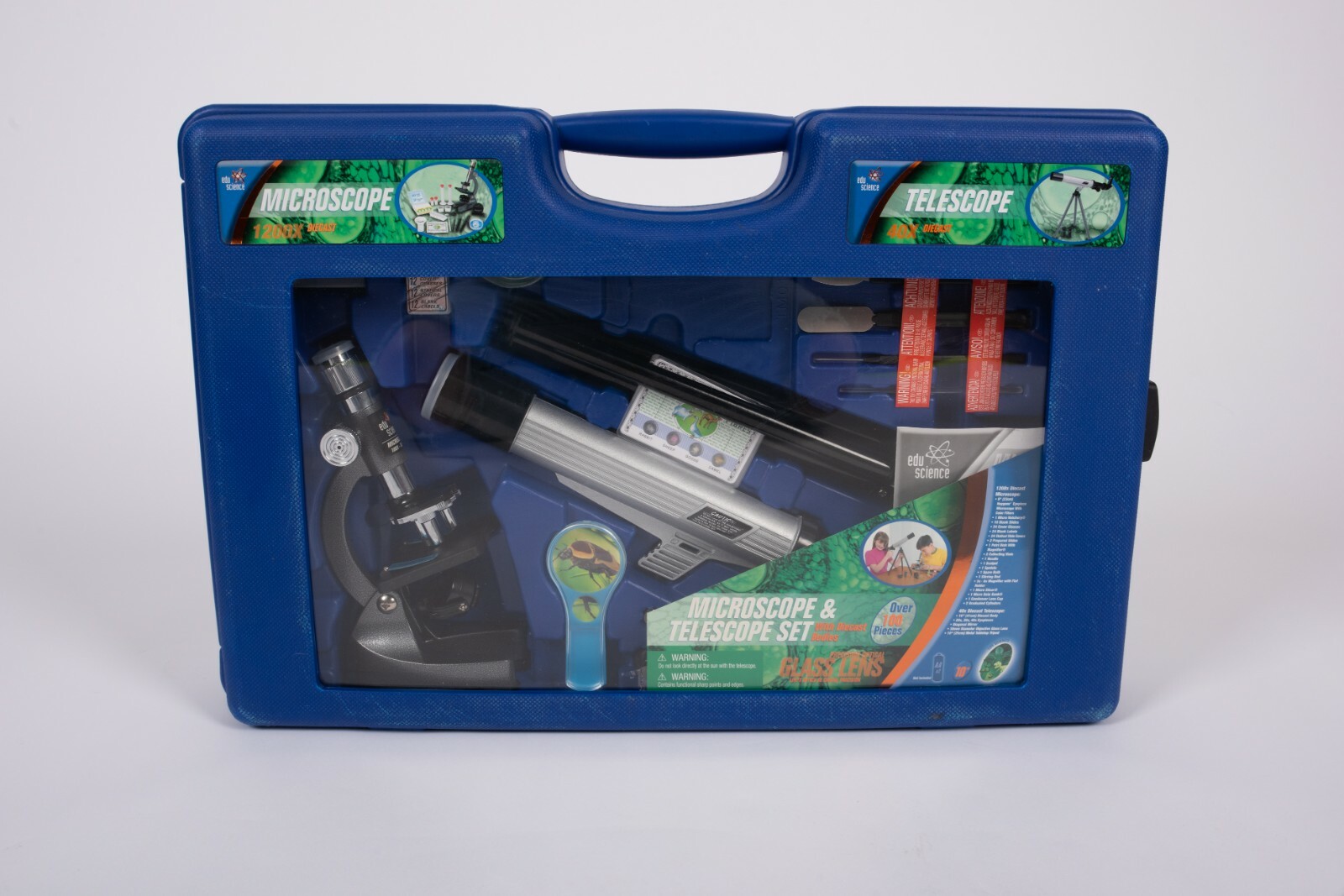 Edu Science Microscope & Telescope Set 100 Pieces For Kids Diecast Bodies New