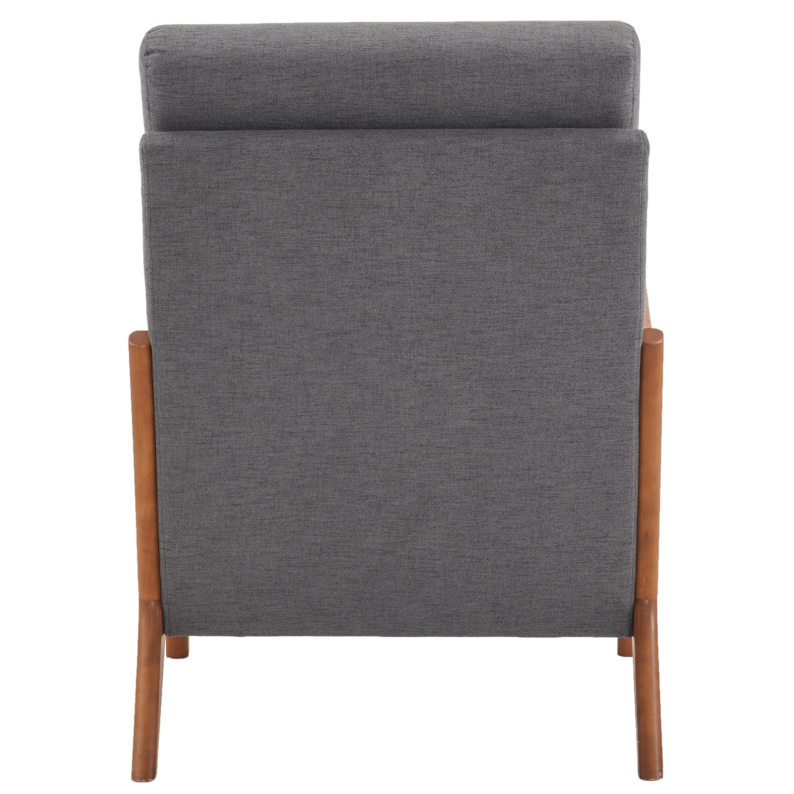 High Back Solid Wood Armrest Backrest Iron Frame Linen Indoor Leisure Chair Dar