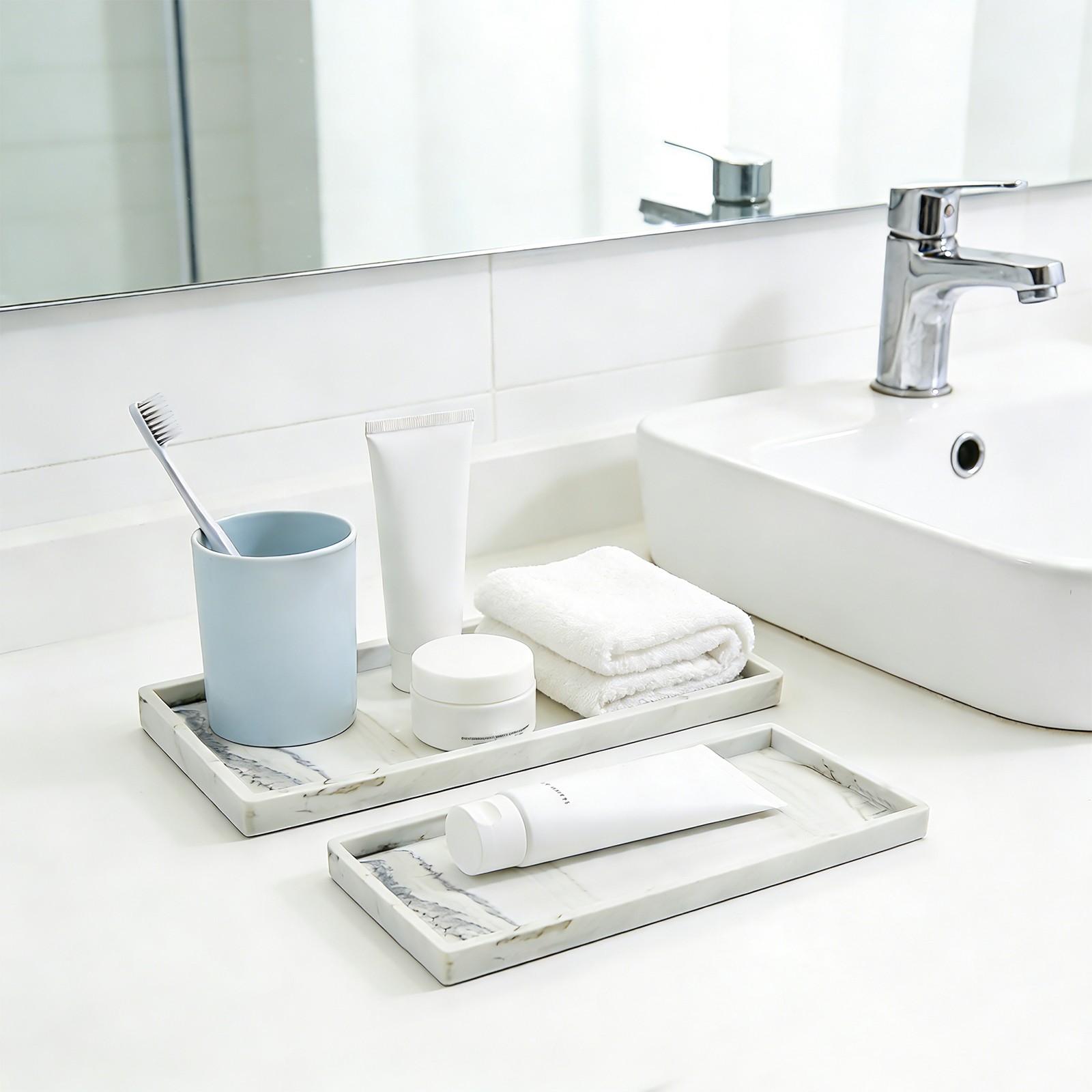 Silicone Tray, 2PCS Countertop Storage Trays, Slip-prevention Makeup Organizer