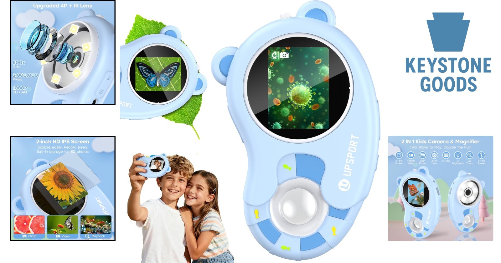 Kids 2-in-1 Digital Microscope & Video Camera - 1000X Portable STEM Gift
