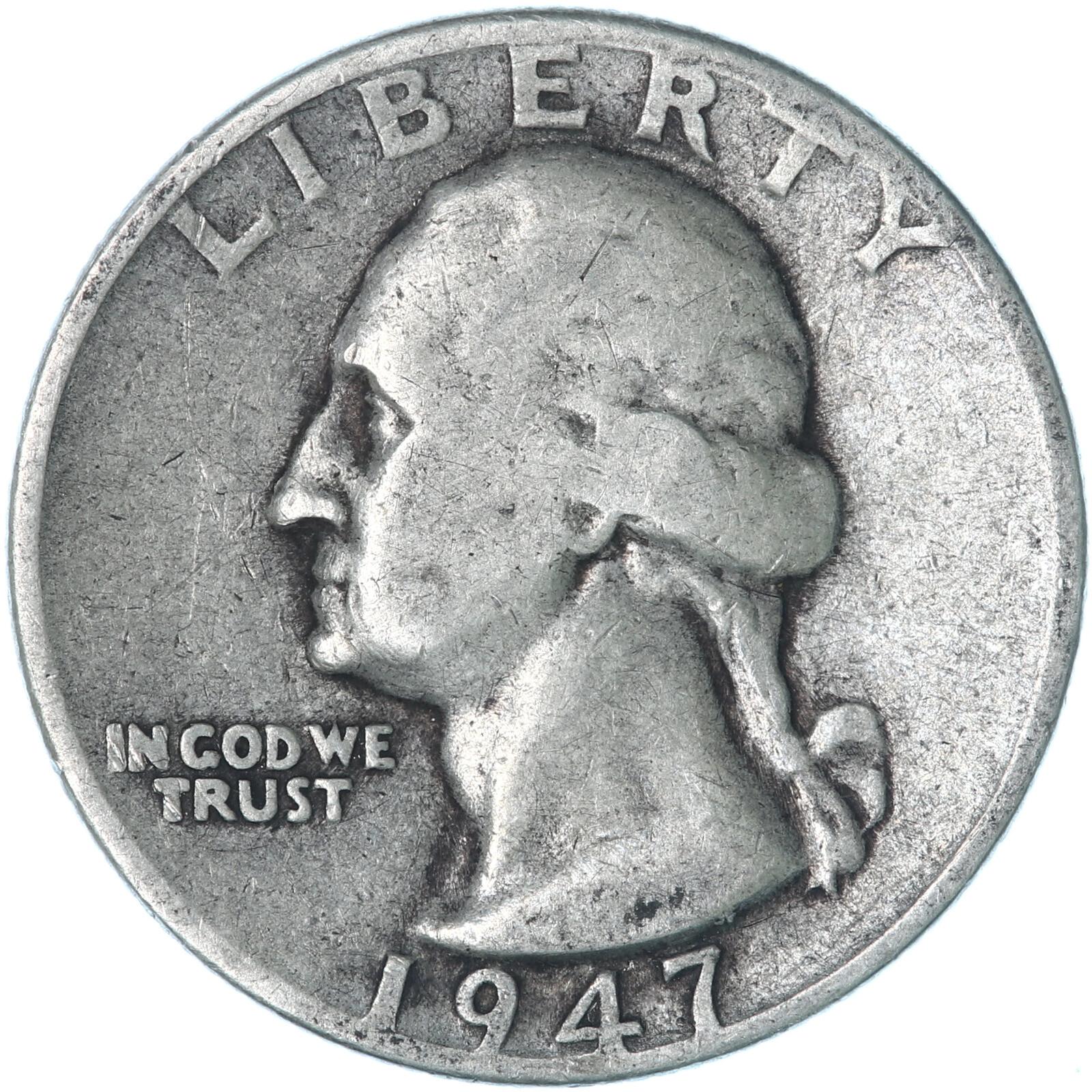 1947 D Washington Quarter 90% Silver Good GD
