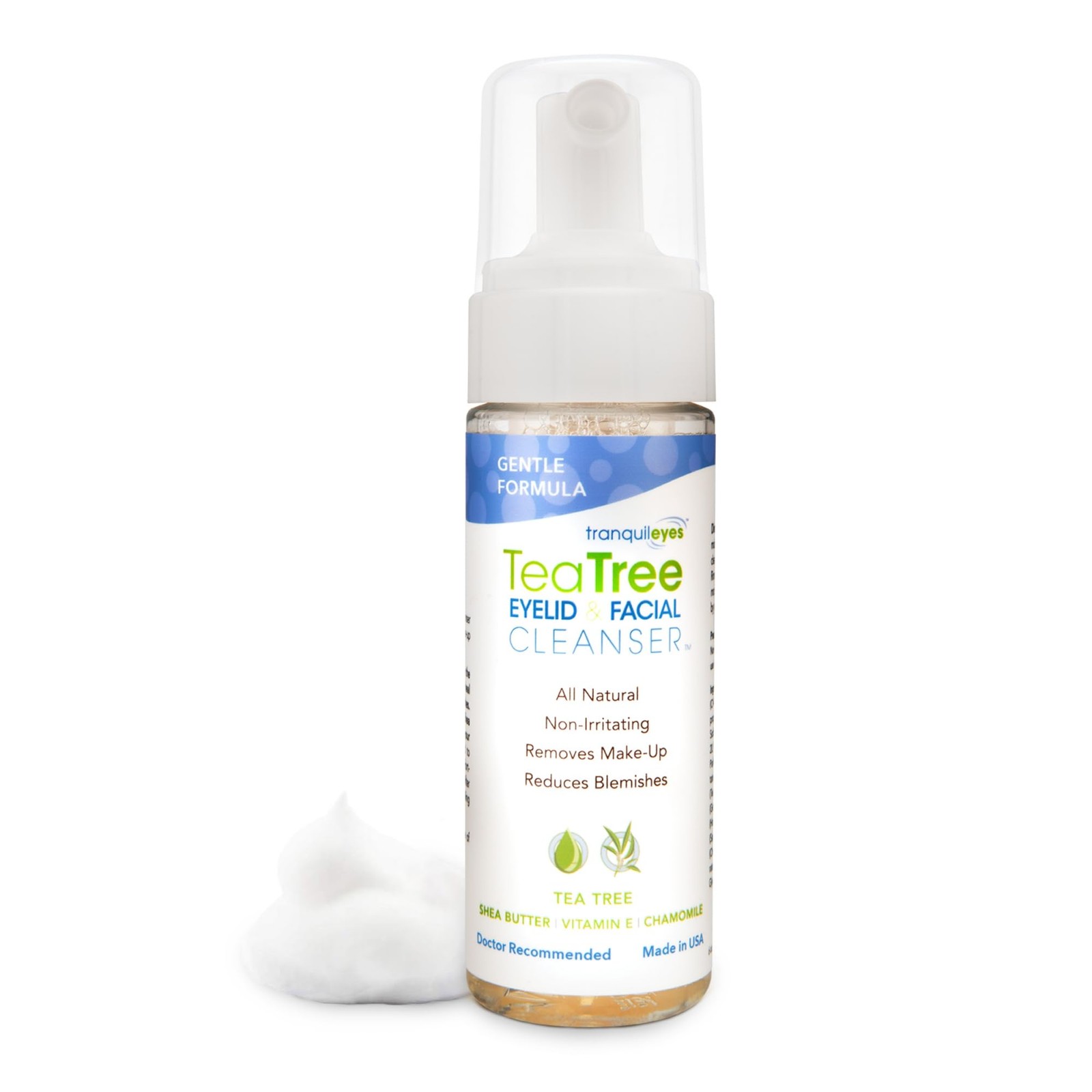 Gentle Tea Tree Oil Foaming Facial Cleanser – 1.6oz – Non-Irritating Eyelid C...