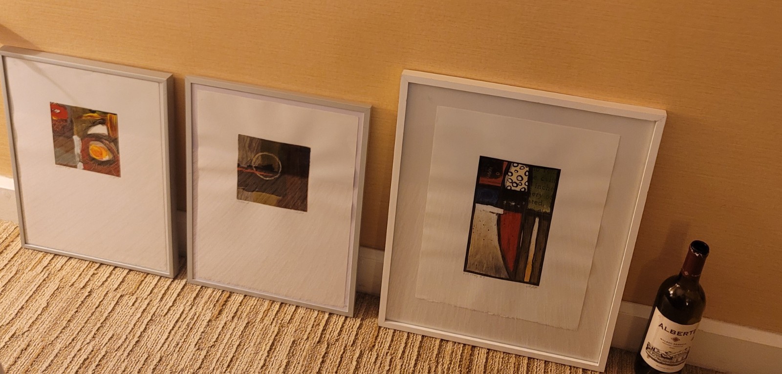 S. Hile Signed Paintings , 3 Original Mixed Media Paintings, Paper, Palm Springs