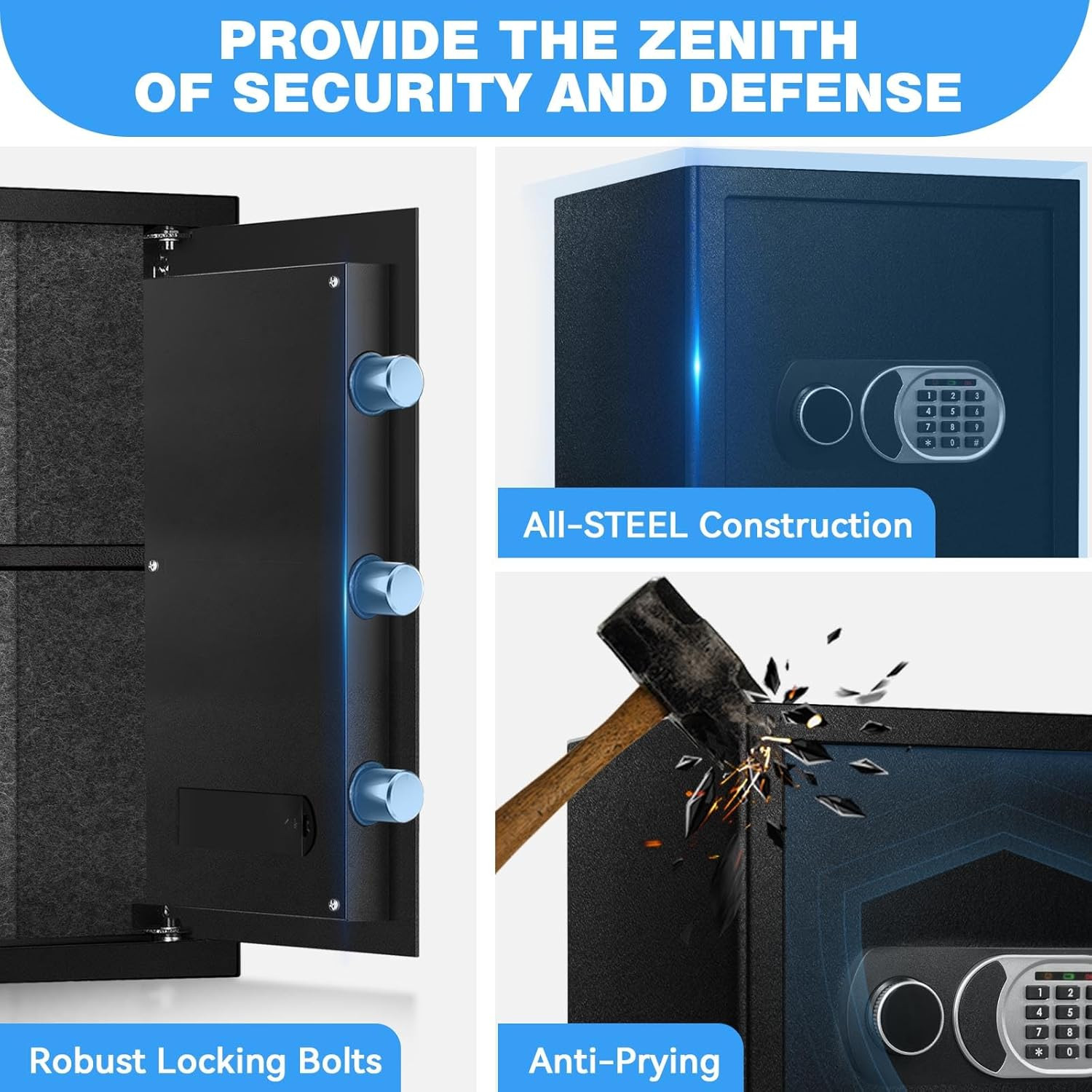 3.0 Cuft Fireproof Waterproof Safe with Digital Keypad & LED Light