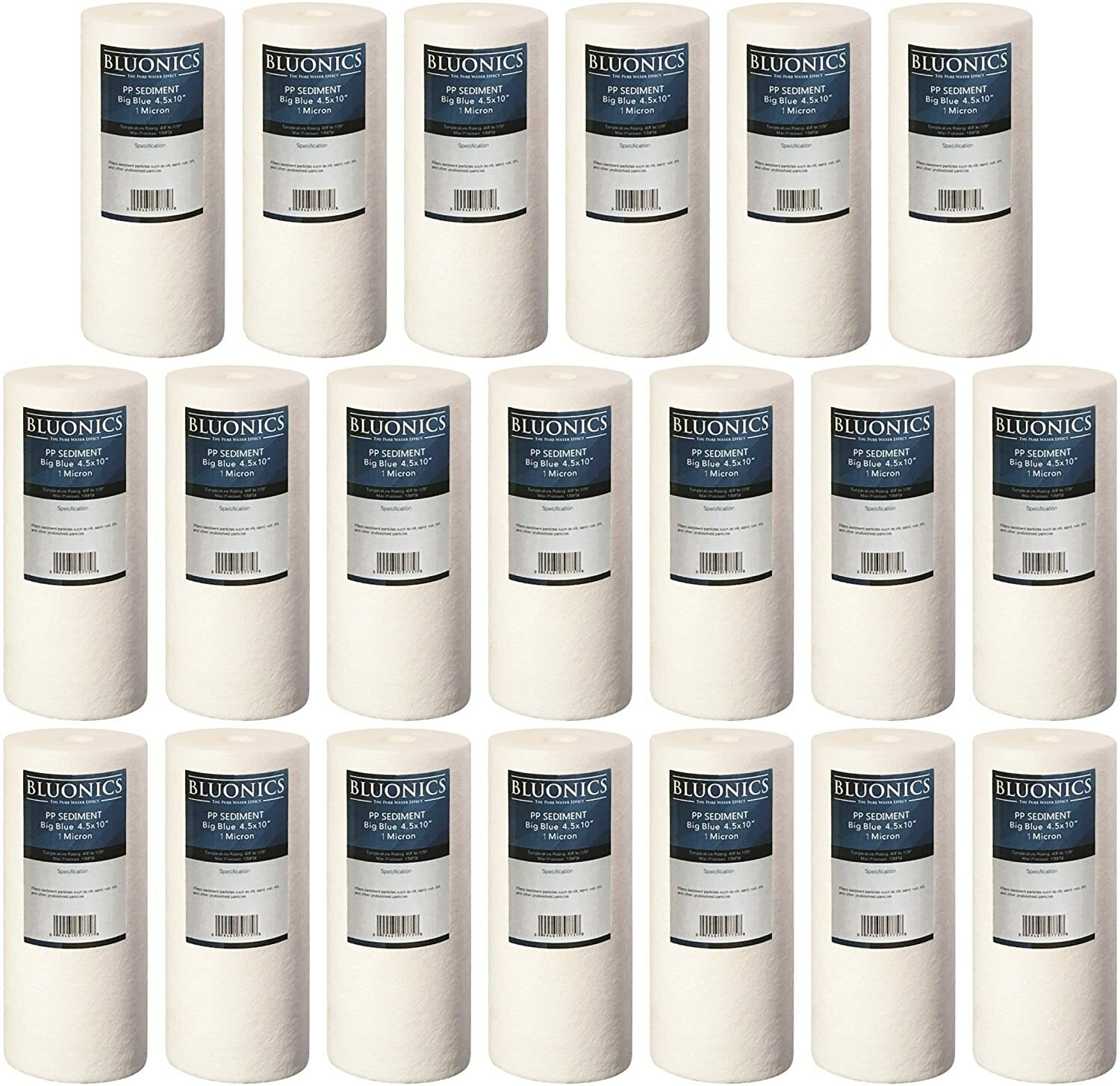 Bluonics 20 Pack 4.5x10" 5 Micron Sediment Water Filters Iron Rust