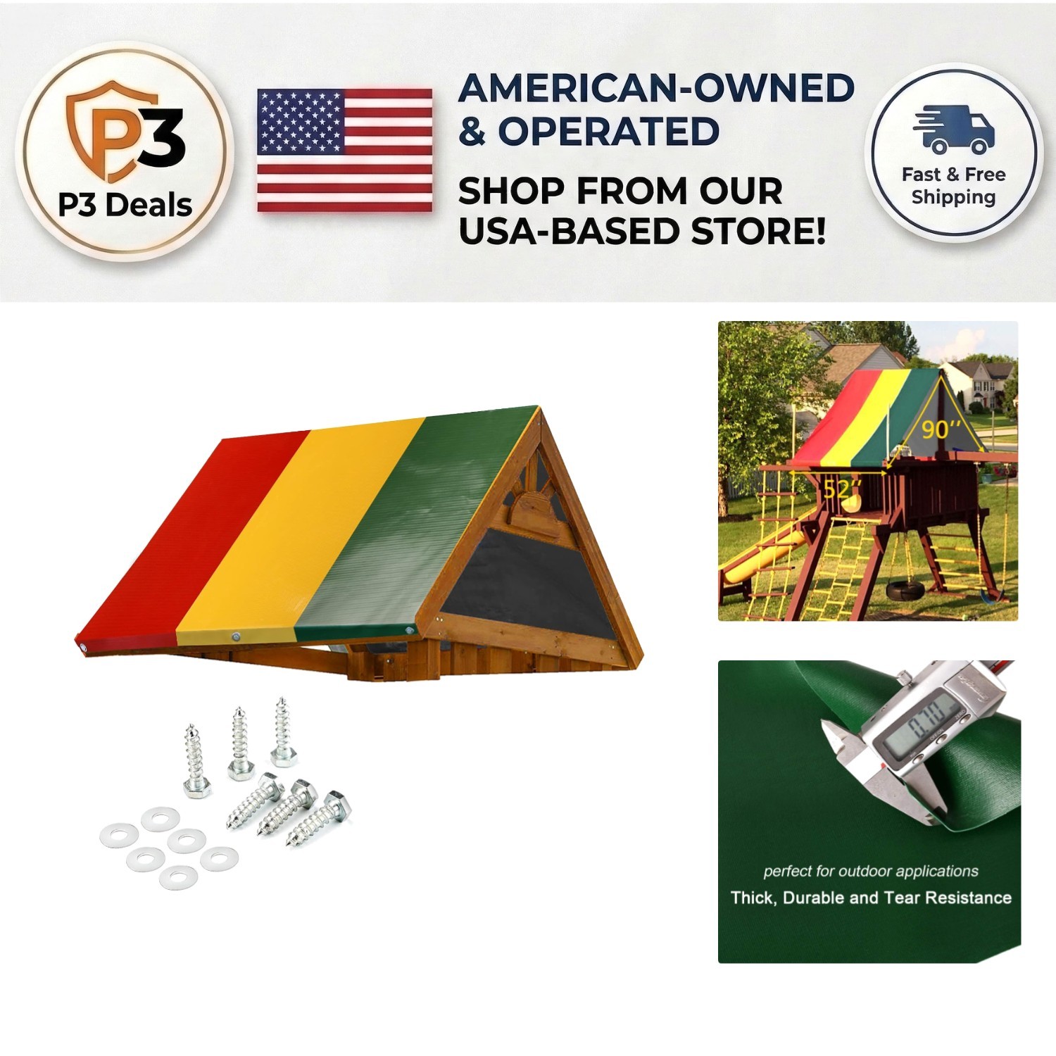 Colorful 52" x 90" Replacement Tarp for Outdoor Play Sets - Easy Install