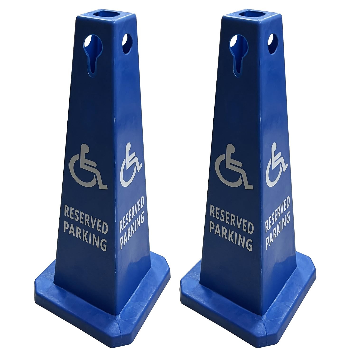2 Pack 26 in. Handicap Reserved Parking Traffic Cones High Visibility Blue/White