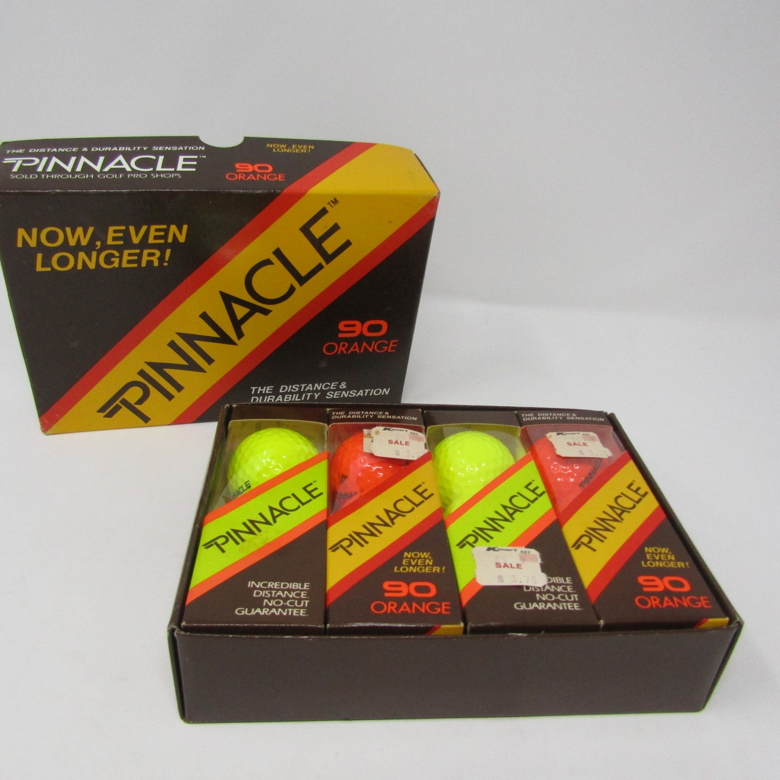 Vintage Pinnacle Golf Balls Box Set 90 Orange Fluorescent Yellow 12 Total Balls