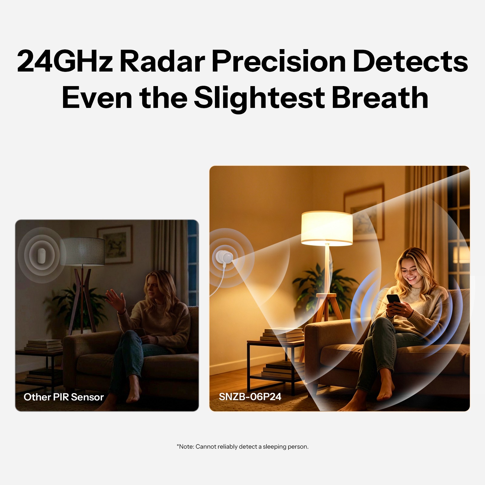 SONOFF Zigbee Presence Sensor, 24GHz mmWave Radar Light Sensor, Zone Positioning