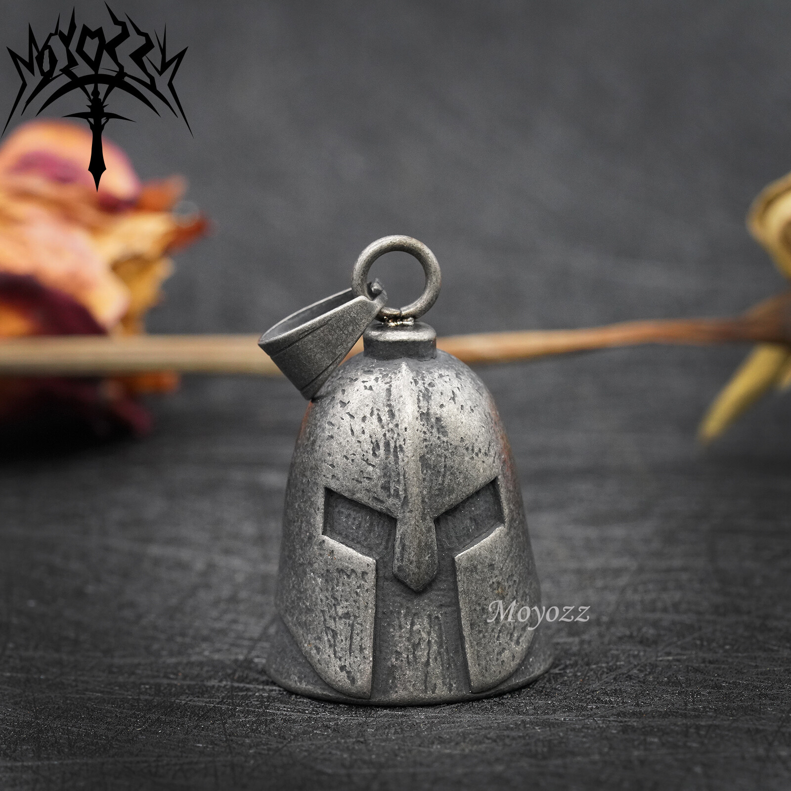 Motorcycle Biker Bell Hanger Luck Spartan Roman Mask Helmet & FREE Bell Hanger