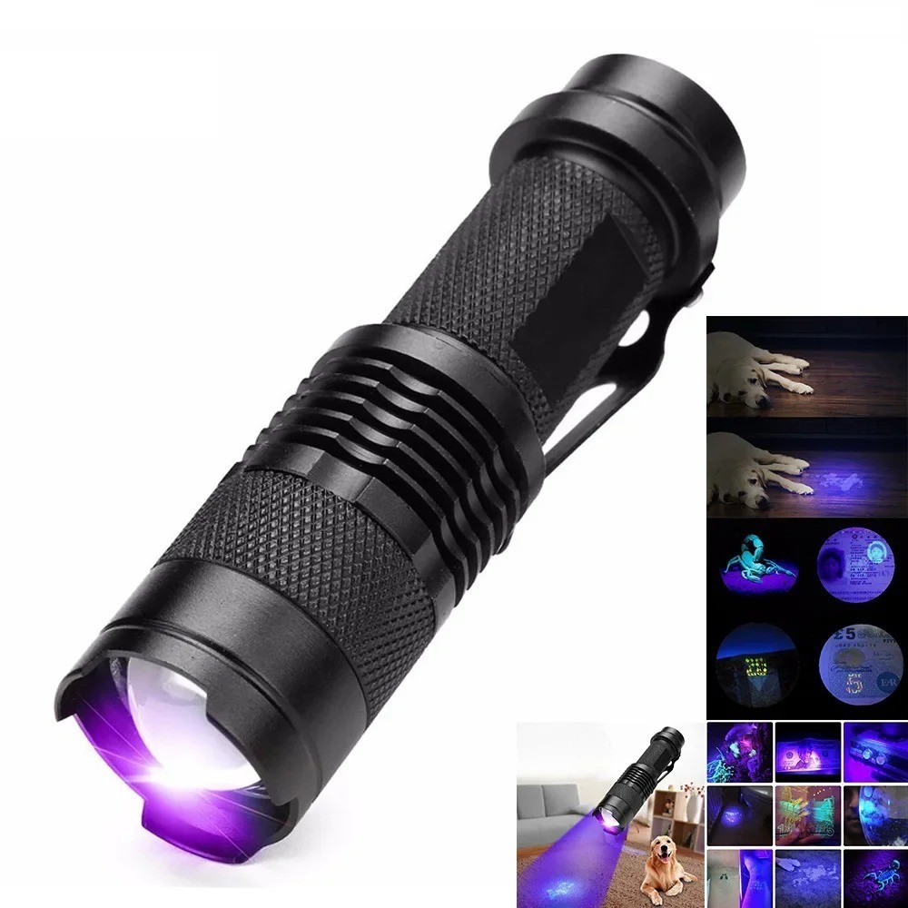 1Pcs UV Ultraviolet Flashlight Black Light 395nm 365nm Detector Urine Pet Stains