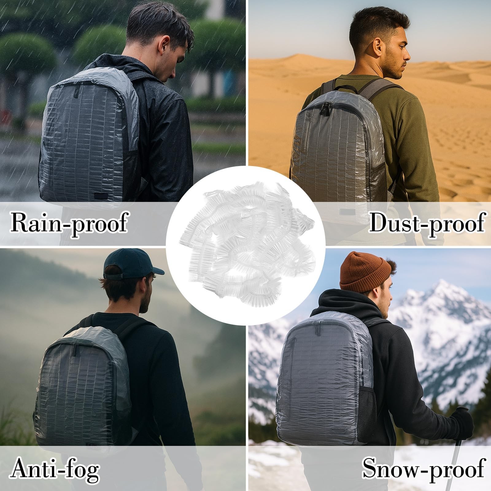 10 Pack Backpack Rain Cover, Disposable Waterproof Lightweight Backpack Cover...