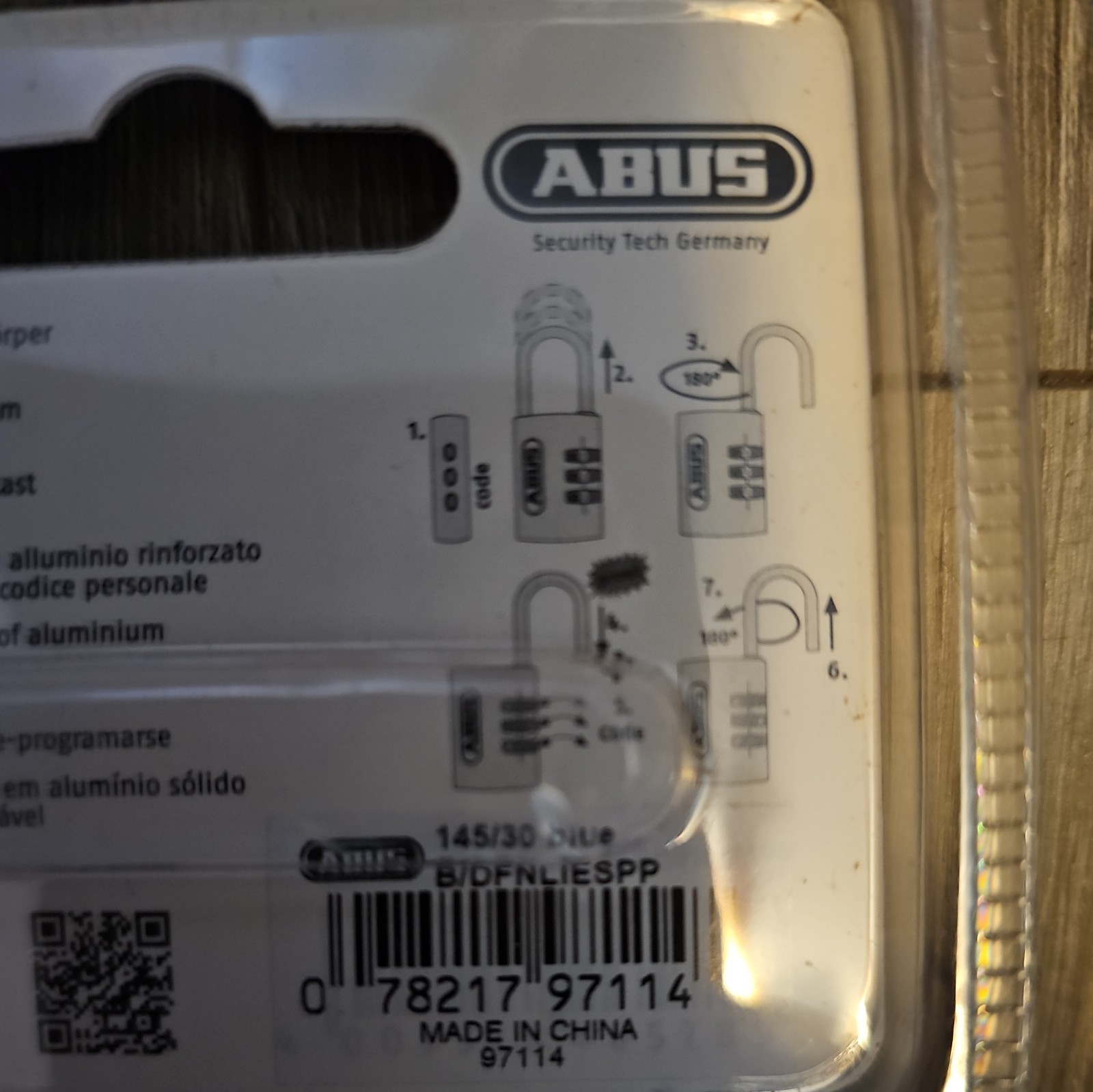 Abus myCode Light 145 Blue Resettable Sode Combination Padlock