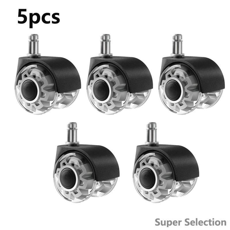 5-Pack Office Chair Casters, 2200lbs Capacity, Silent For Hardwood & Carpet