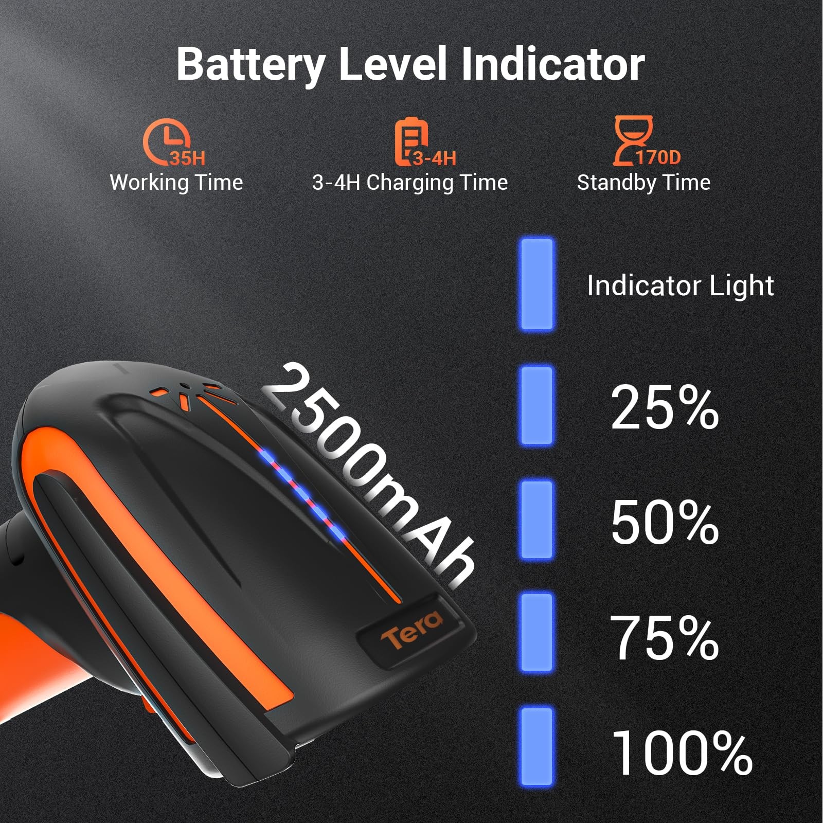 Tera Scanner Wireless 2D Qr Pro Version All Battery Level Indicator 2500Mah