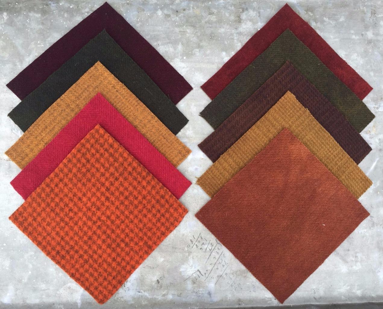 Charm Pack  ~ Snippets - Autumn ~  Hand Dyed Wool  (10)     5 " X 5" Squares