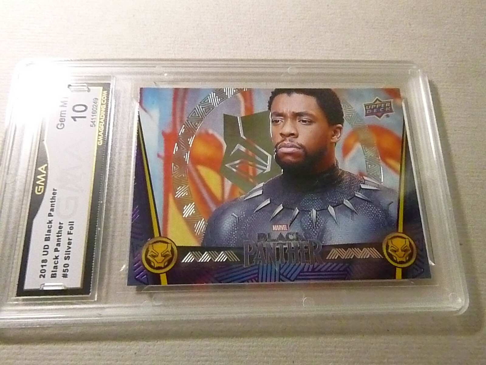 BLACK PANTHER 2018 UPPER DECK  BLACK PANTHER SILVER FOIL # 50 GRADED 10 L@@@K