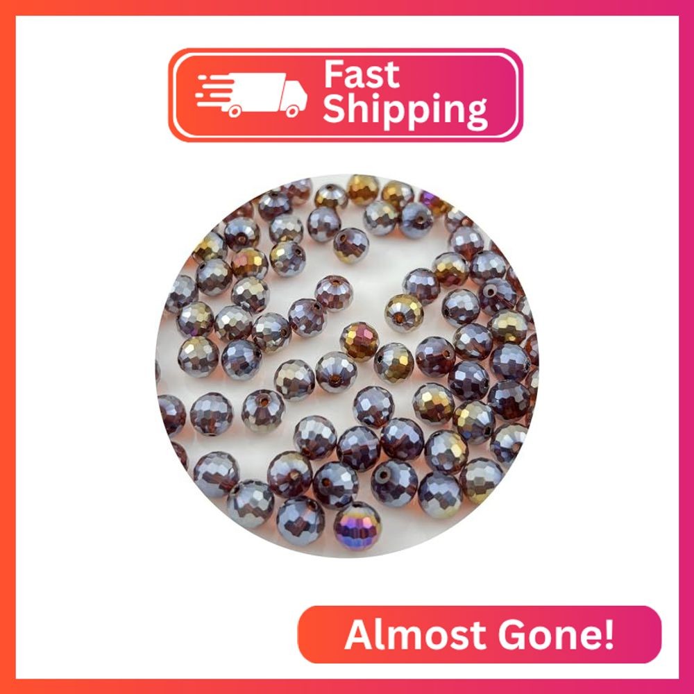 Mulutoo 8MM 100 Pieces 96 Faceted Crystal Glass Bead Crystal AB Round Faceted Be