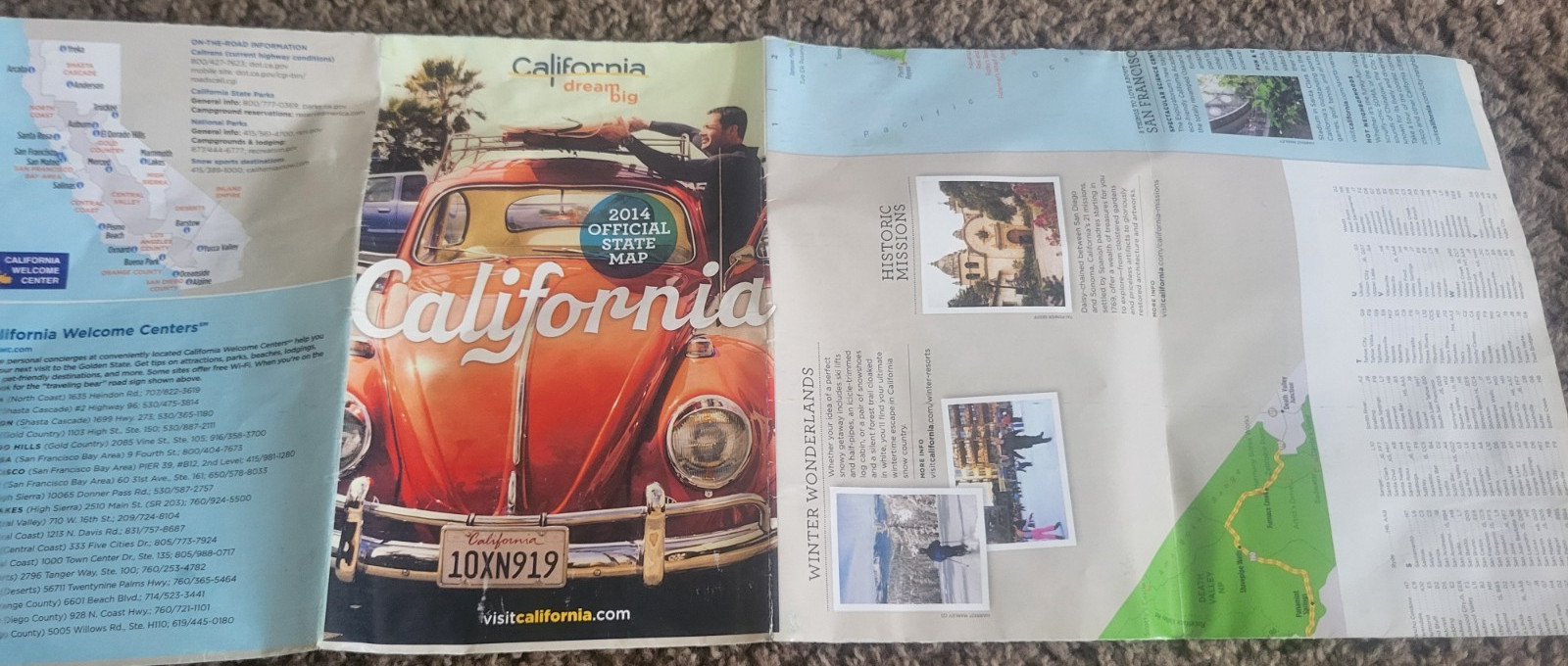 MULTI FOLD 2014 ROAD MAP OF CALIFORNIA  DREAM BIG