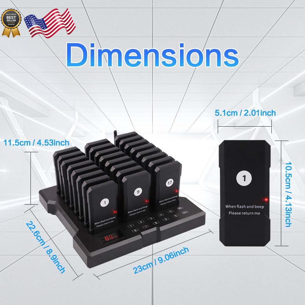 AGJ Restaurant Pager Wireless Calling System 24 Beepers Guest Customer Queue