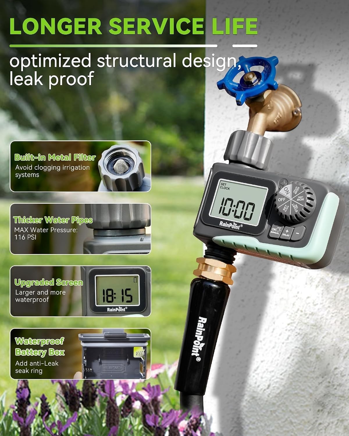 Programmable Sprinkler Timer with Rain Delay - Efficient Digital Irrigation