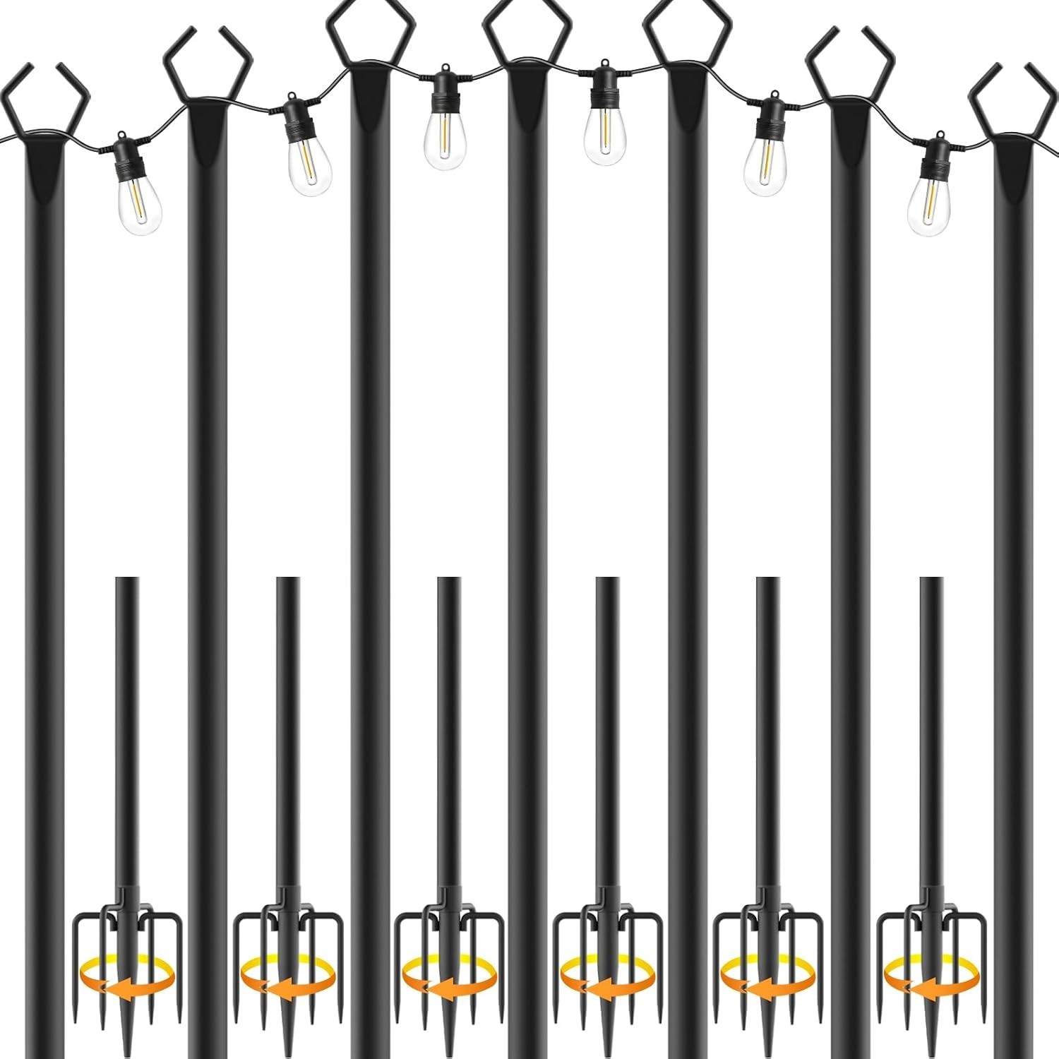 7 Pack String Light Poles,Metal Poles for Hanging Outdoor Light Strings,7 Pack 1