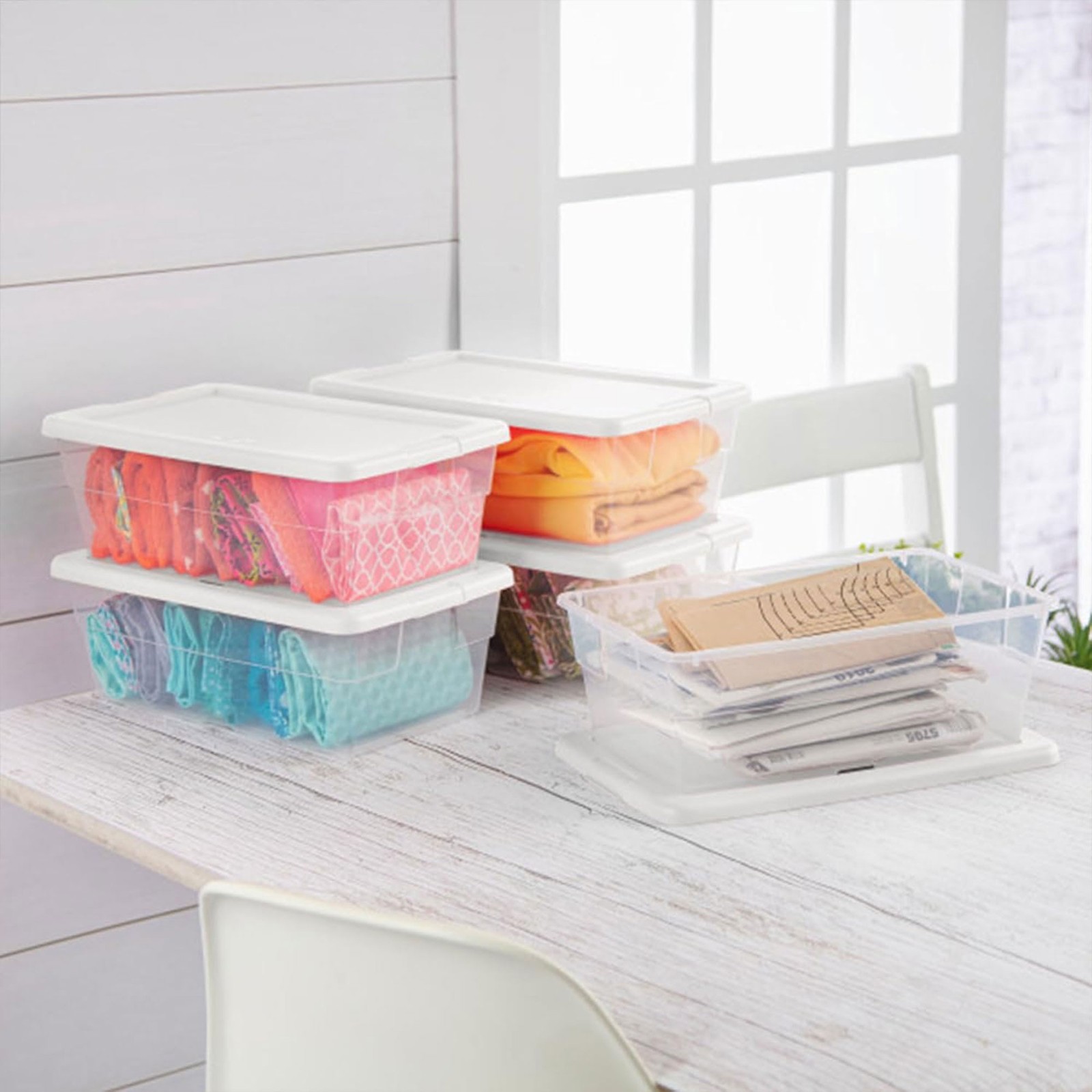 Sterilite 6 Qt Storage Box, Stackable Plastic Container, Home Organizer, 48 Pack