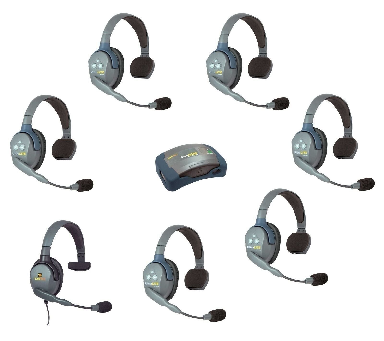 Eartec HUB7SMXS - 7 Person System with 6 Single Wireless Communication Headse...