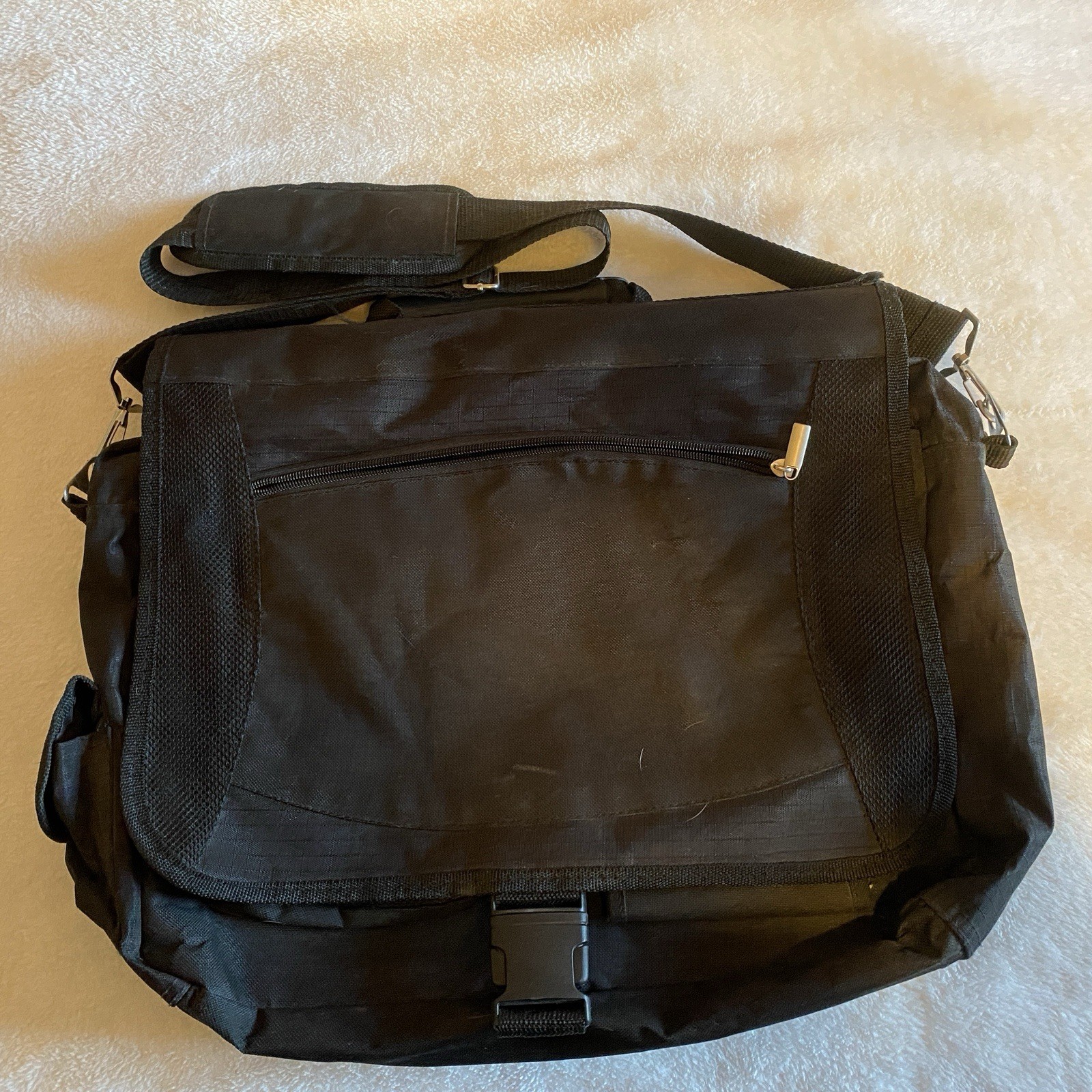 Black Canvas Laptop Shoulder Bag For 14” Laptop