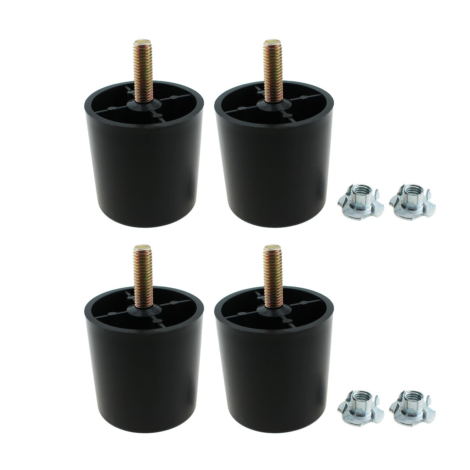 4PCS 50x50mm Plastic Sofa Legs Round Furniture Feet with M8 Hanger Bolts Suit...
