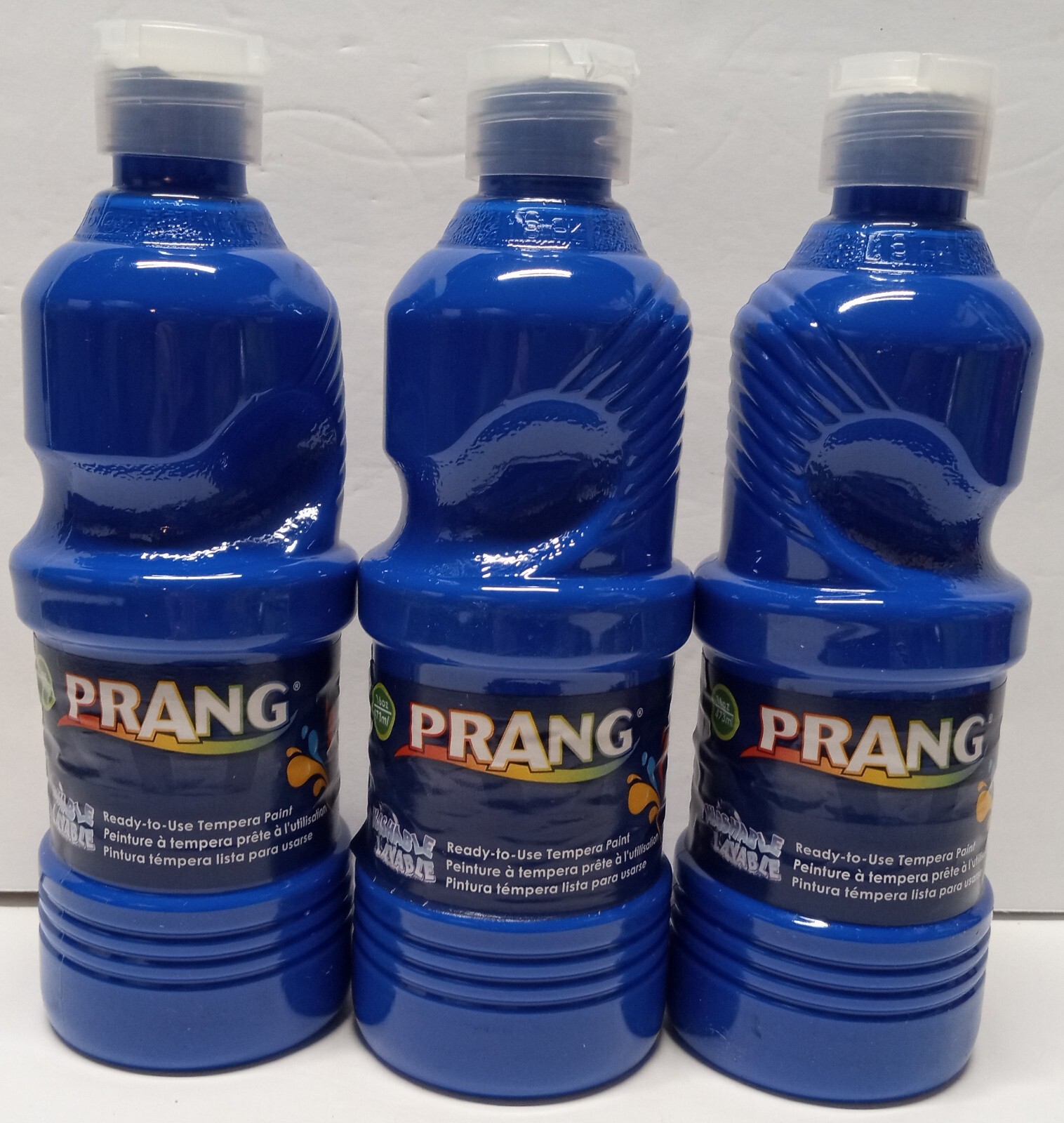 Lot of 3 Prang Ready-To-Use Tempera Paint Washable  #10705 Blue 16 oz.
