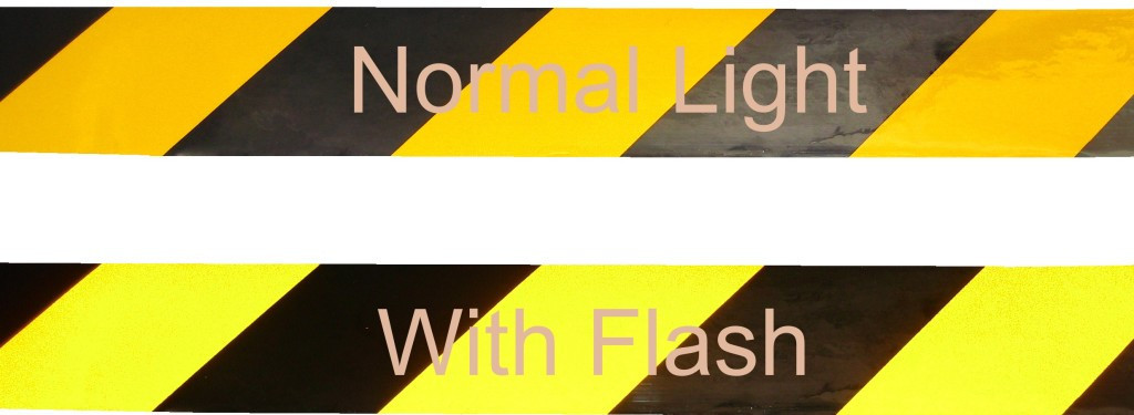 REFLECTIVE YELLOW & BLACK ADHESIVE HAZARD WARNING TAPE