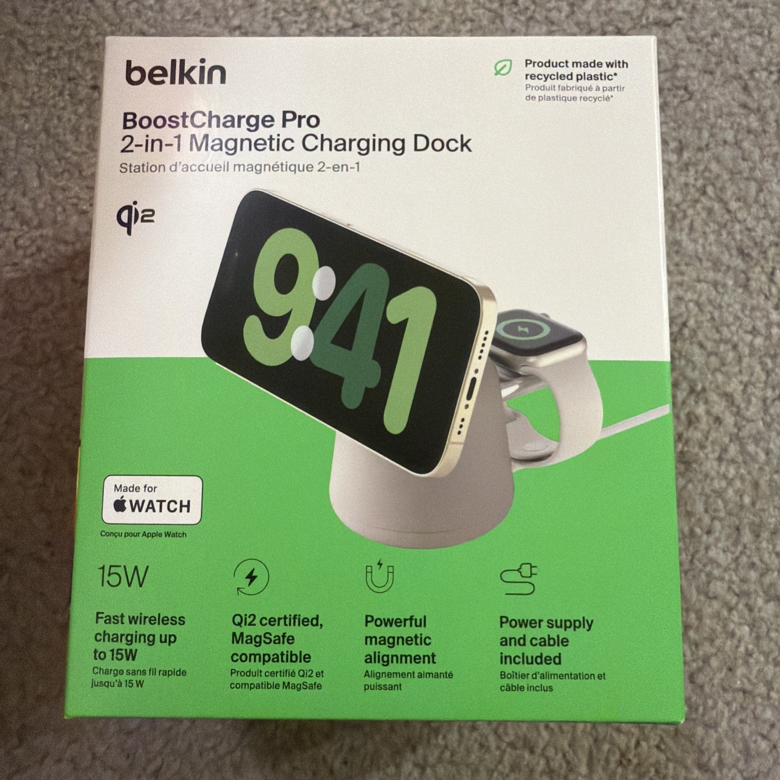 BoostCharge Pro 2-in-1 Wireless Charging Dock with Qi2 15W - Sand