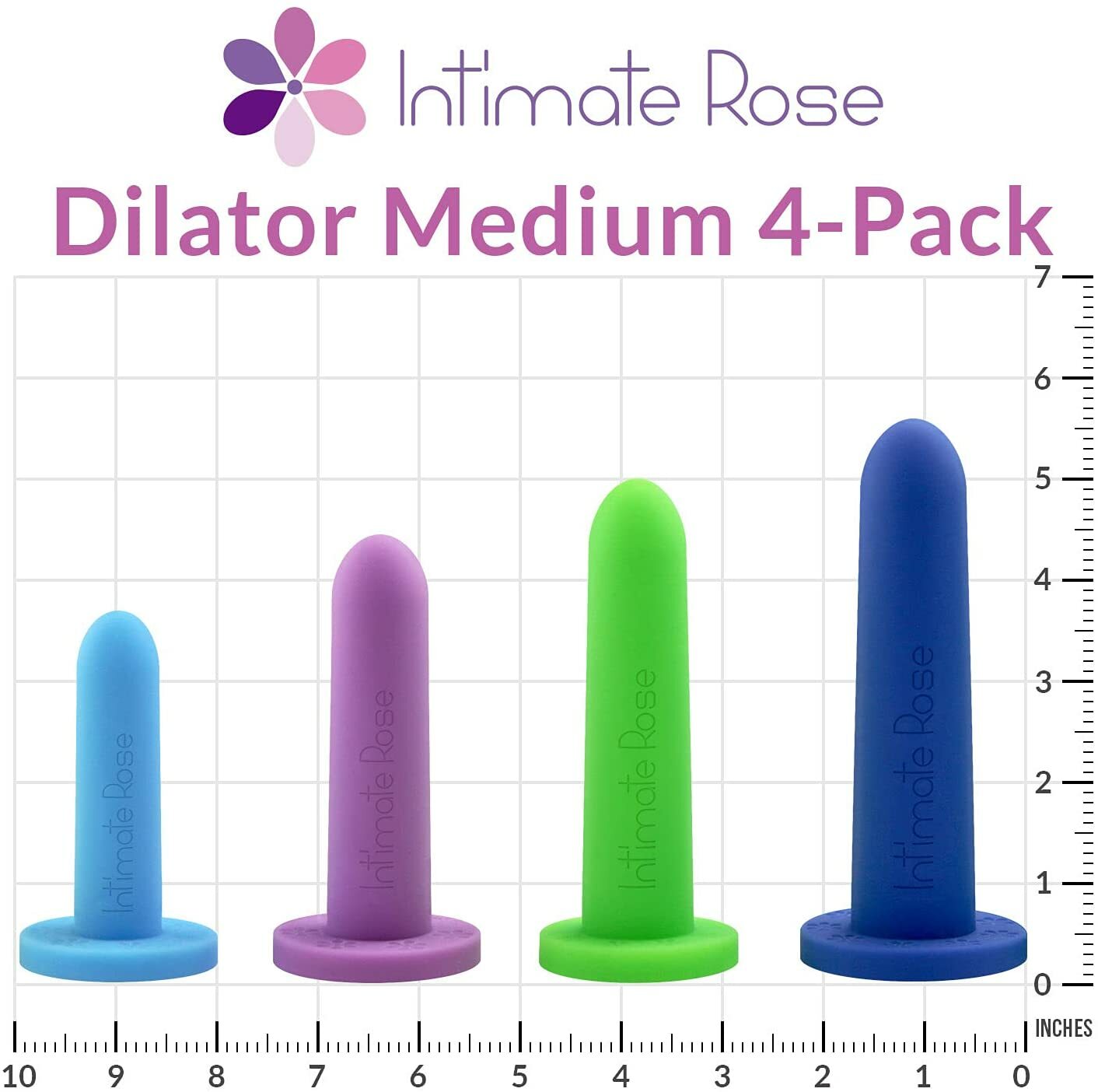 Silicone Dilators for Women & Men, Medium 4-Pack Sizes 3-6 Dilator Intimate Rose