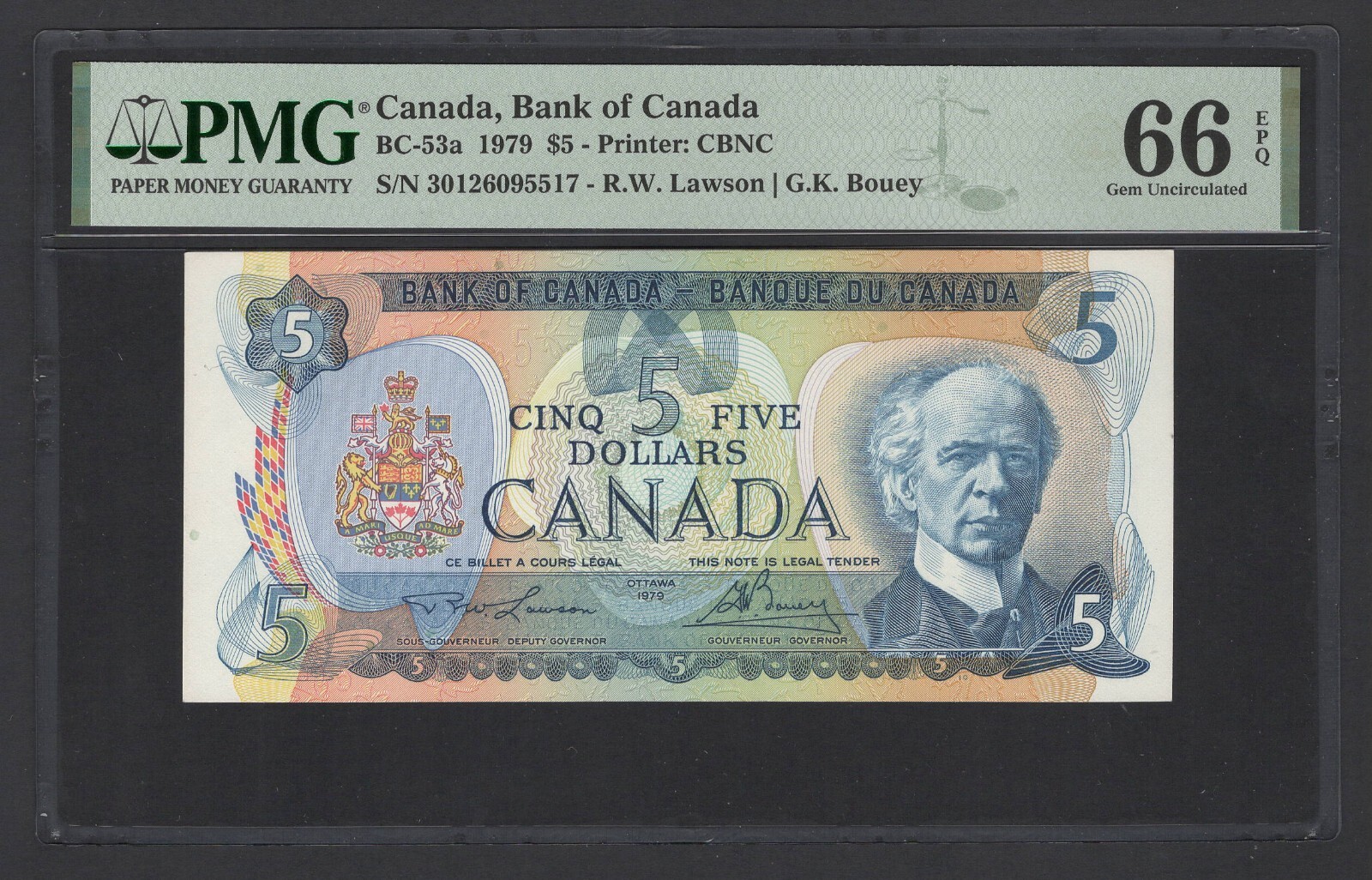 Canada 5 Dollars 1979 BC-53a Uncirculated Grade 66