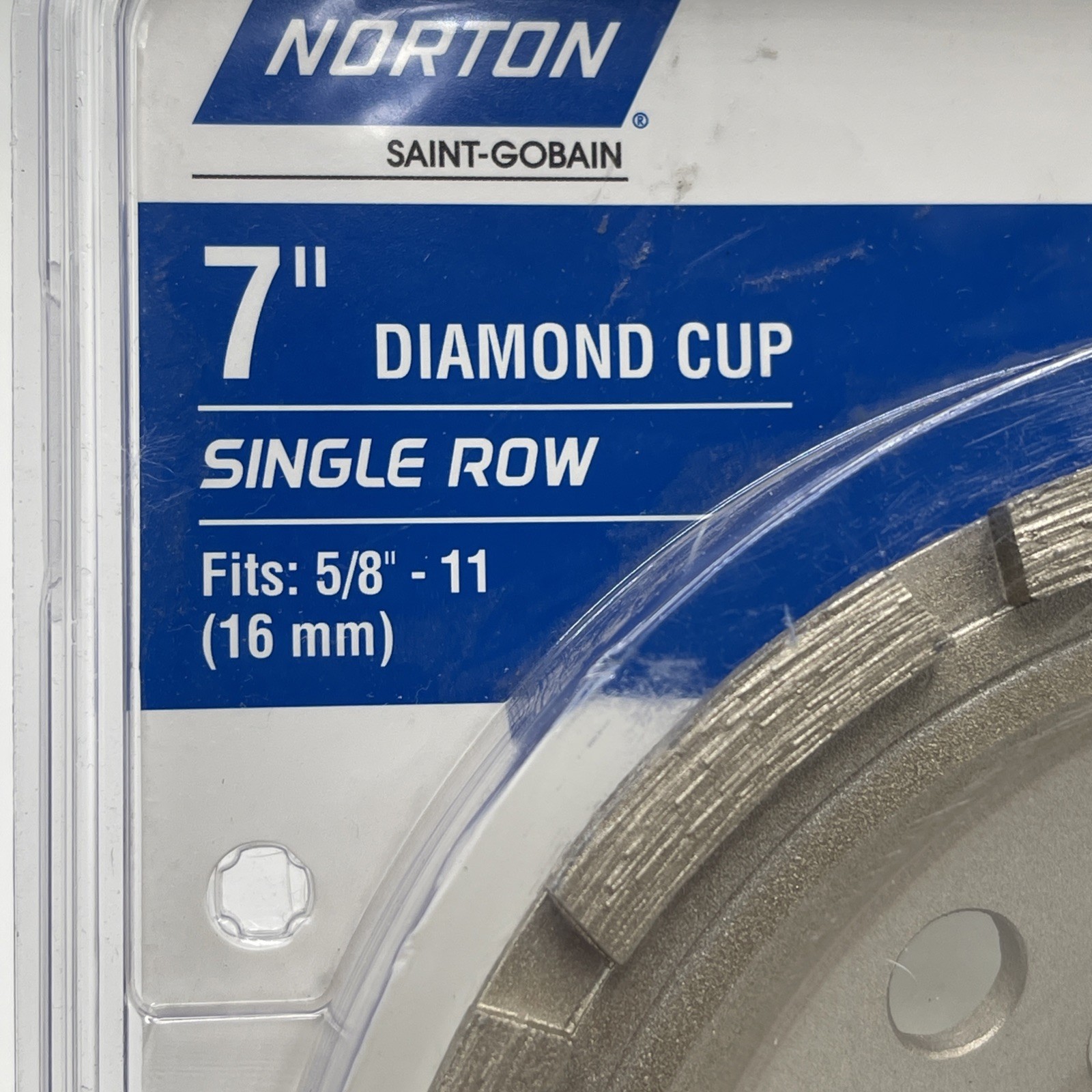 Norton 7" Pro Grade Single Row Diamond Cup Blade 50511-038 Grinder Wheel