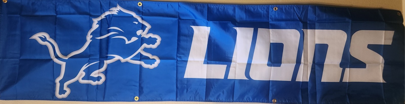 Detroit Lions NFL Huge 2x8 Foot Banner Flag With Metal Grommets