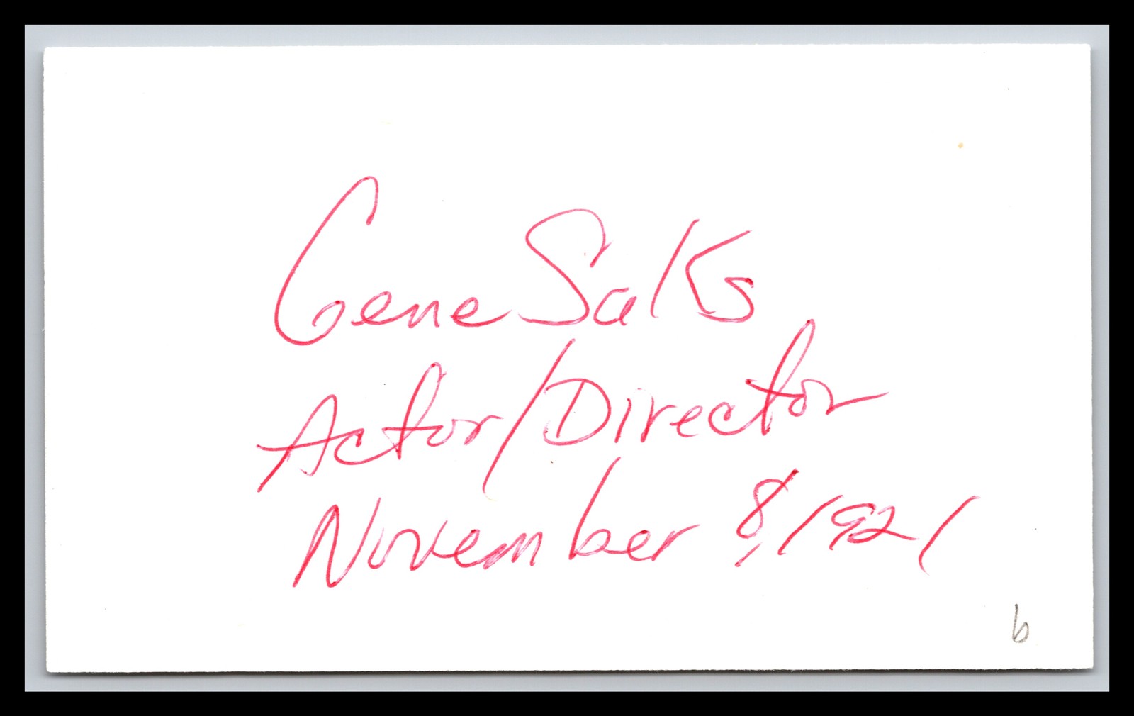 Gene Saks - Actor & Director  - 3x5 Card - Signed | Autograph (b)