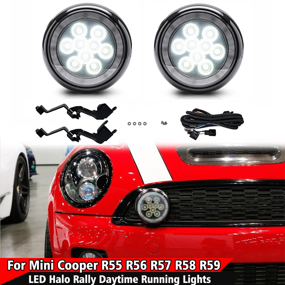LED Halo Rally DRL Daytime Running Lights For Mini Cooper R55 R56 R57 R58 R59