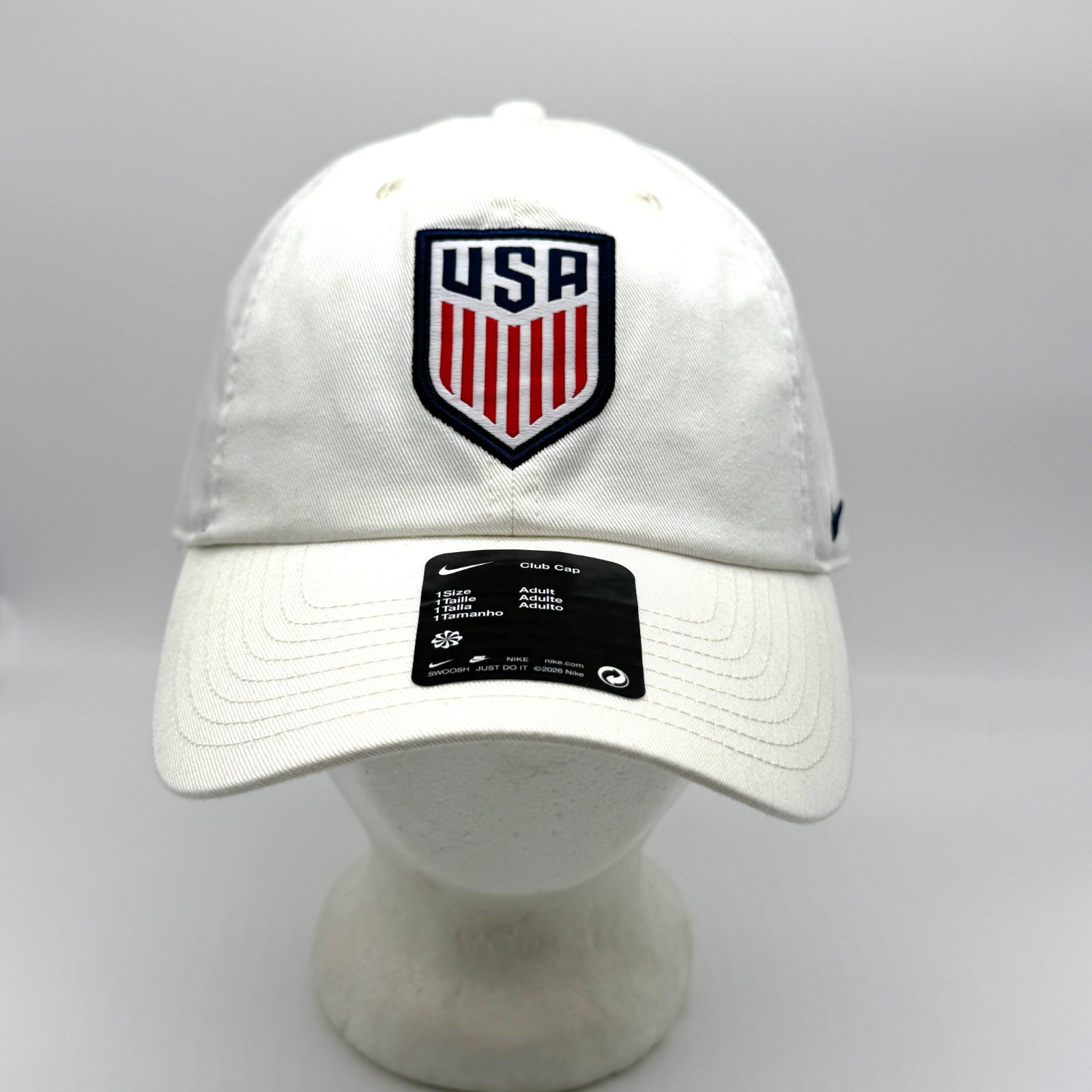 Nike USMNT Club Cap Strapback Hat Hat New US Soccer OSFM White